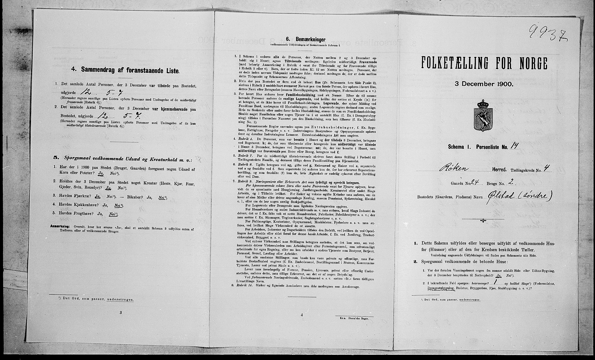 RA, Folketelling 1900 for 0627 Røyken herred, 1900, s. 539