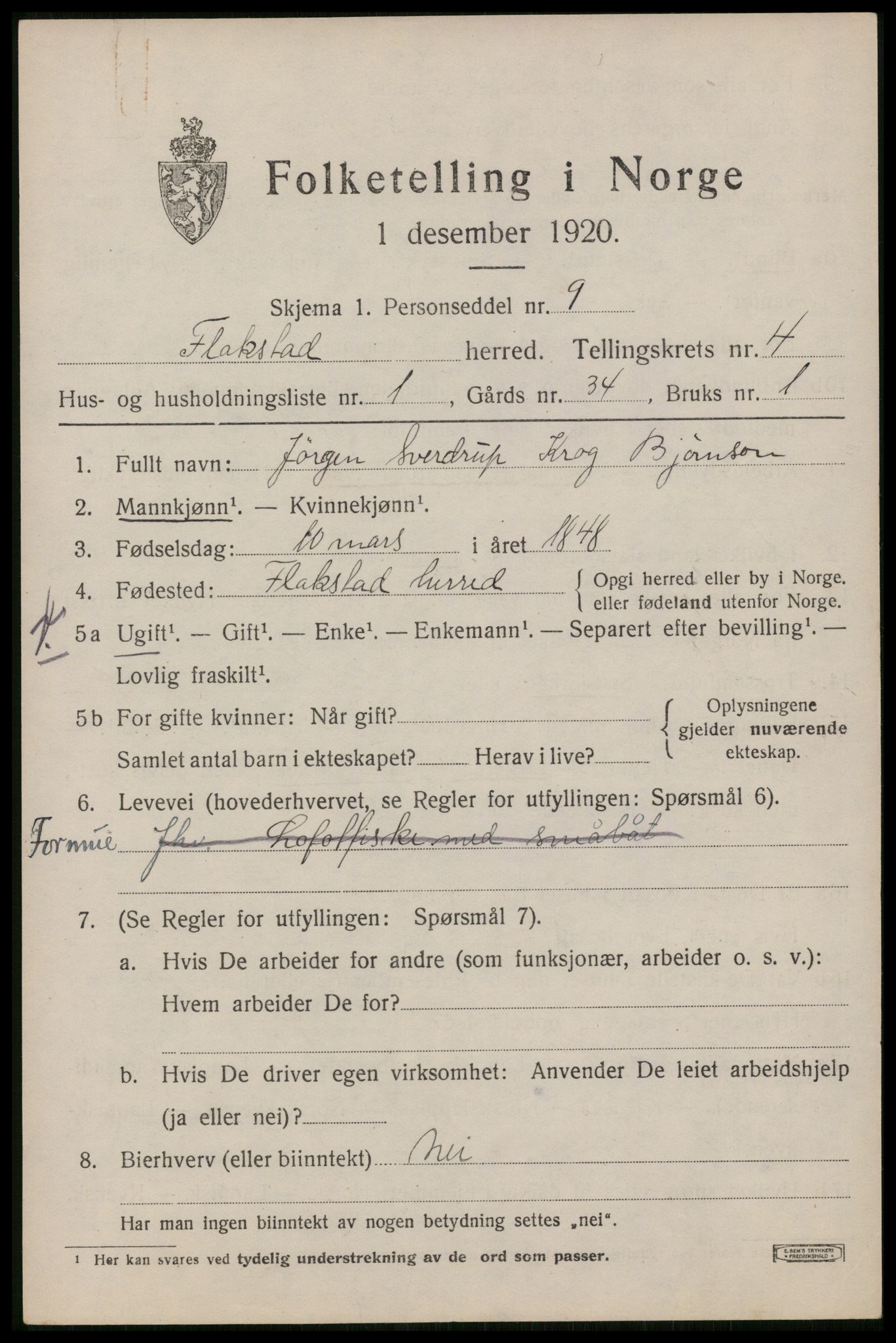 SAT, Folketelling 1920 for 1859 Flakstad herred, 1920, s. 2839