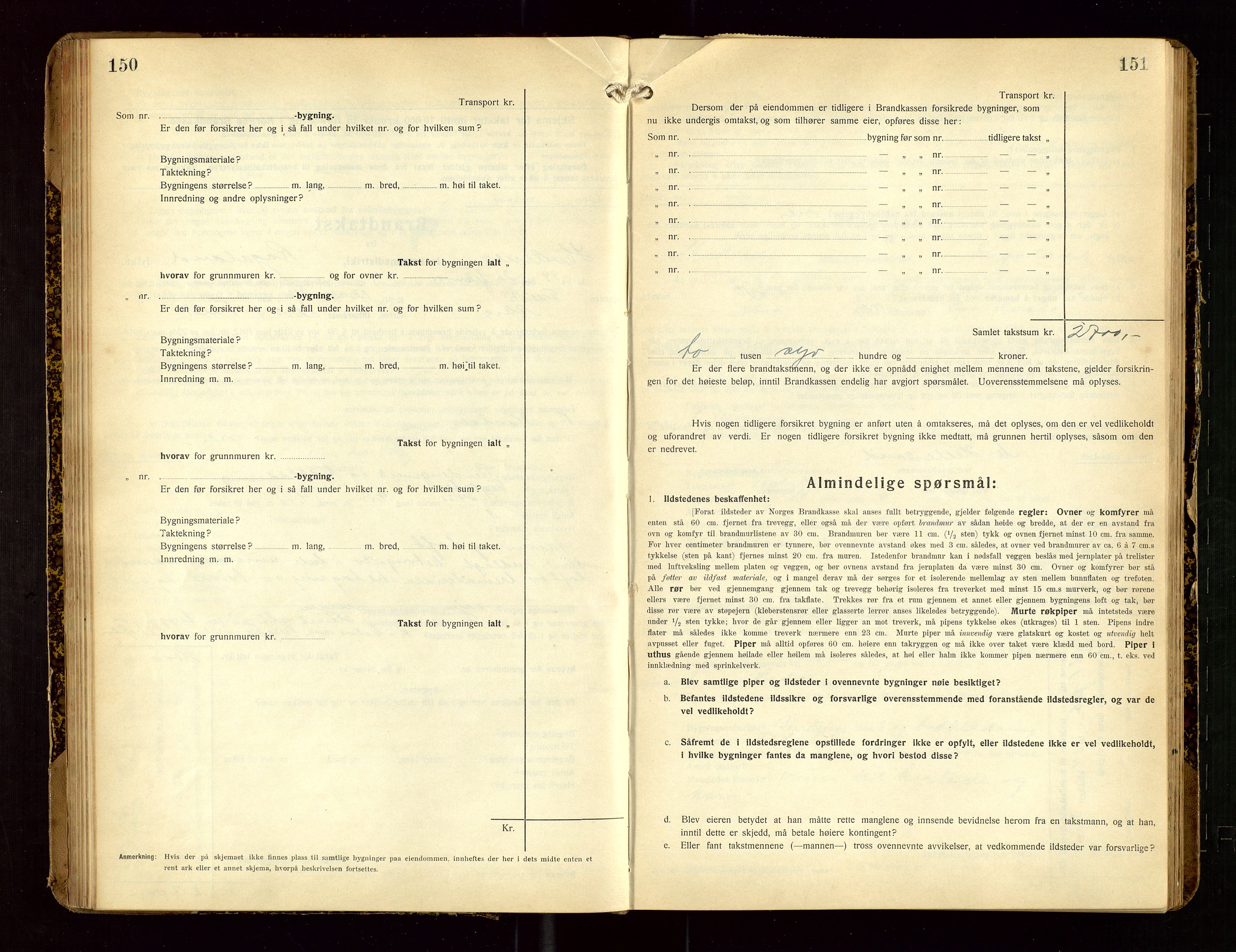 Skudenes lensmannskontor, SAST/A-100444/Gob/L0002: "Brandtakstprotokoll", 1925-1952, s. 150-151