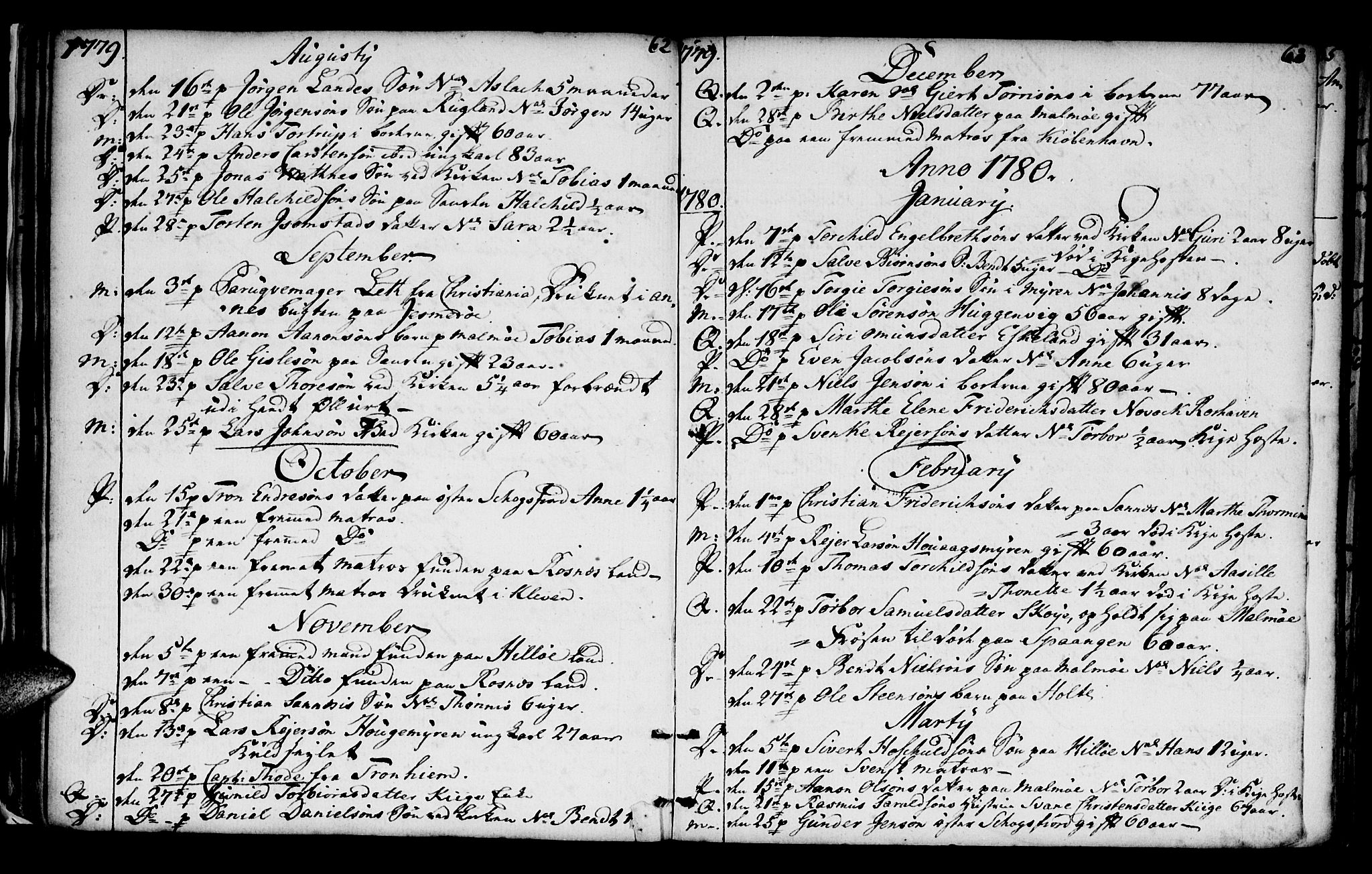 Mandal sokneprestkontor, AV/SAK-1111-0030/F/Fa/Faa/L0005: Ministerialbok nr. A 5, 1748-1803, s. 62-63