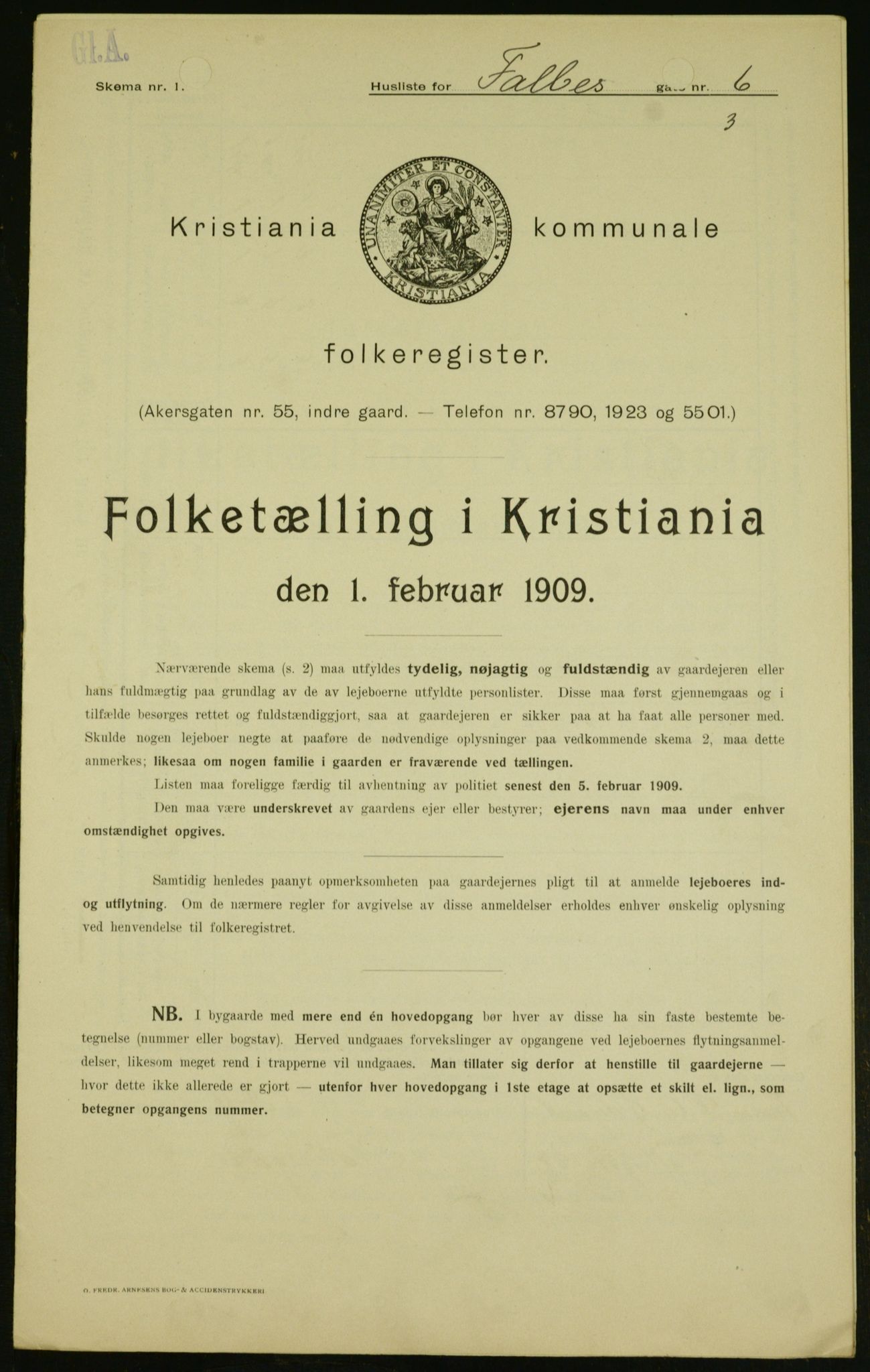 OBA, Kommunal folketelling 1.2.1909 for Kristiania kjøpstad, 1909, s. 20919