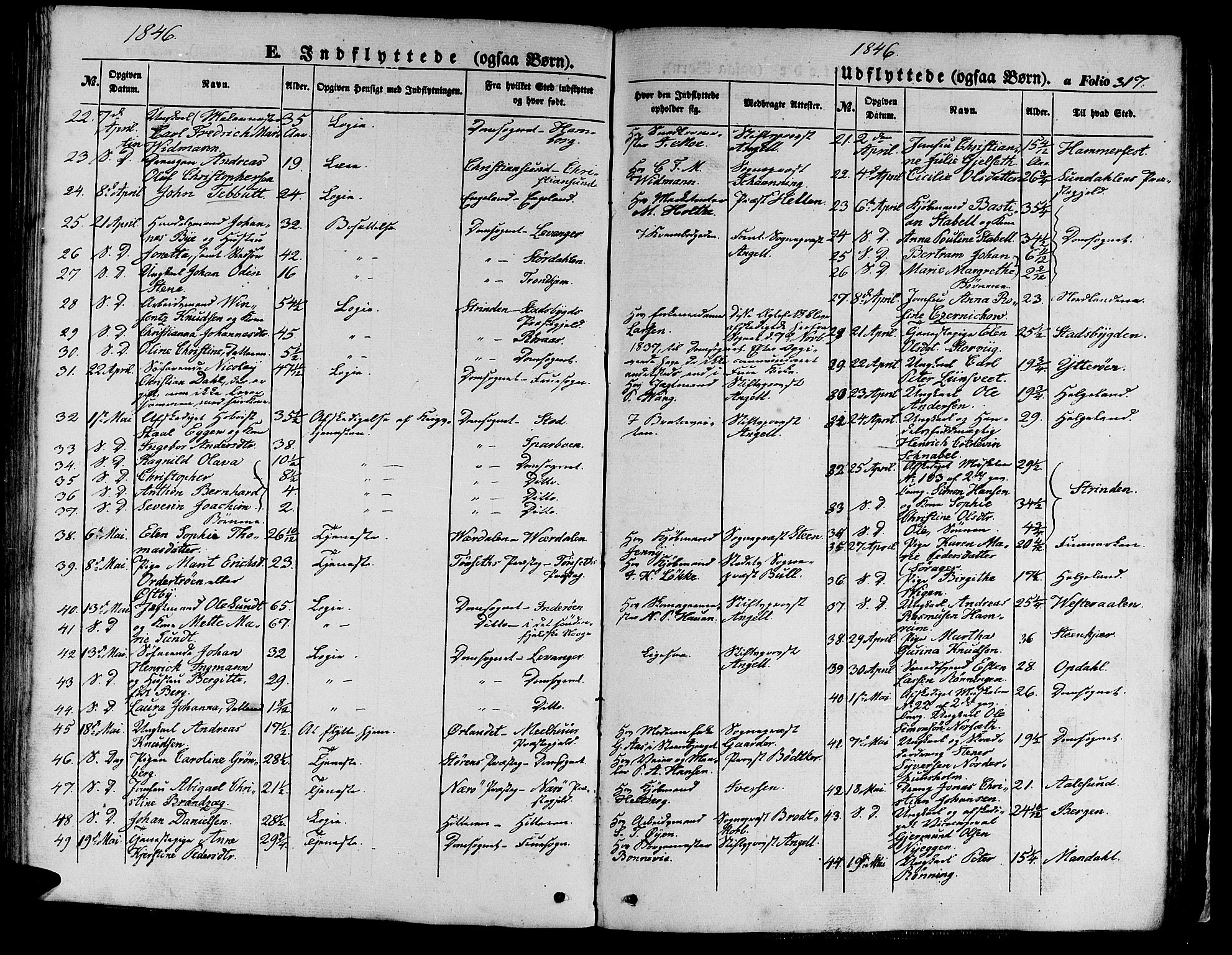Ministerialprotokoller, klokkerbøker og fødselsregistre - Sør-Trøndelag, AV/SAT-A-1456/602/L0137: Klokkerbok nr. 602C05, 1846-1856, s. 317