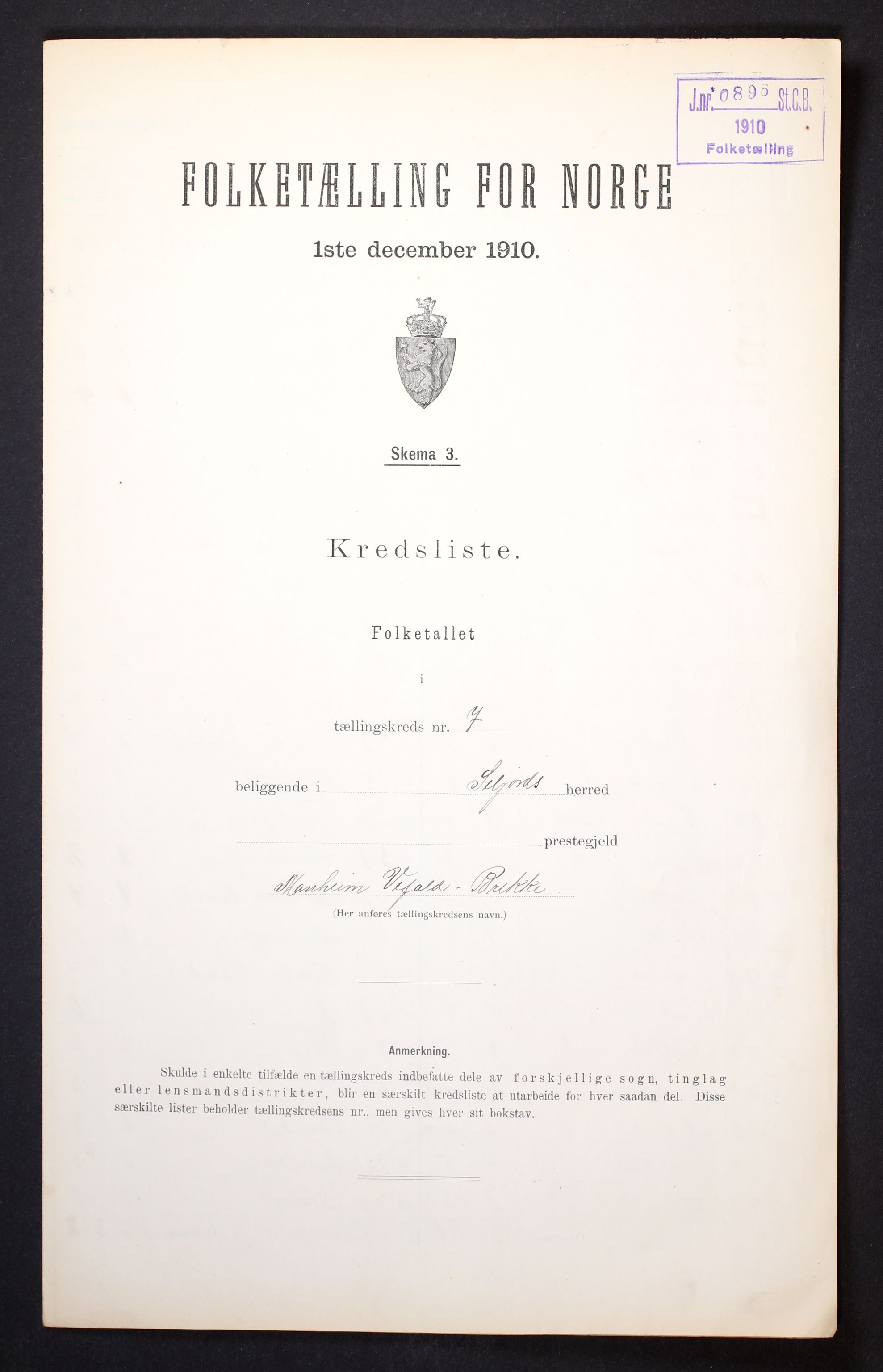 RA, Folketelling 1910 for 0828 Seljord herred, 1910, s. 22