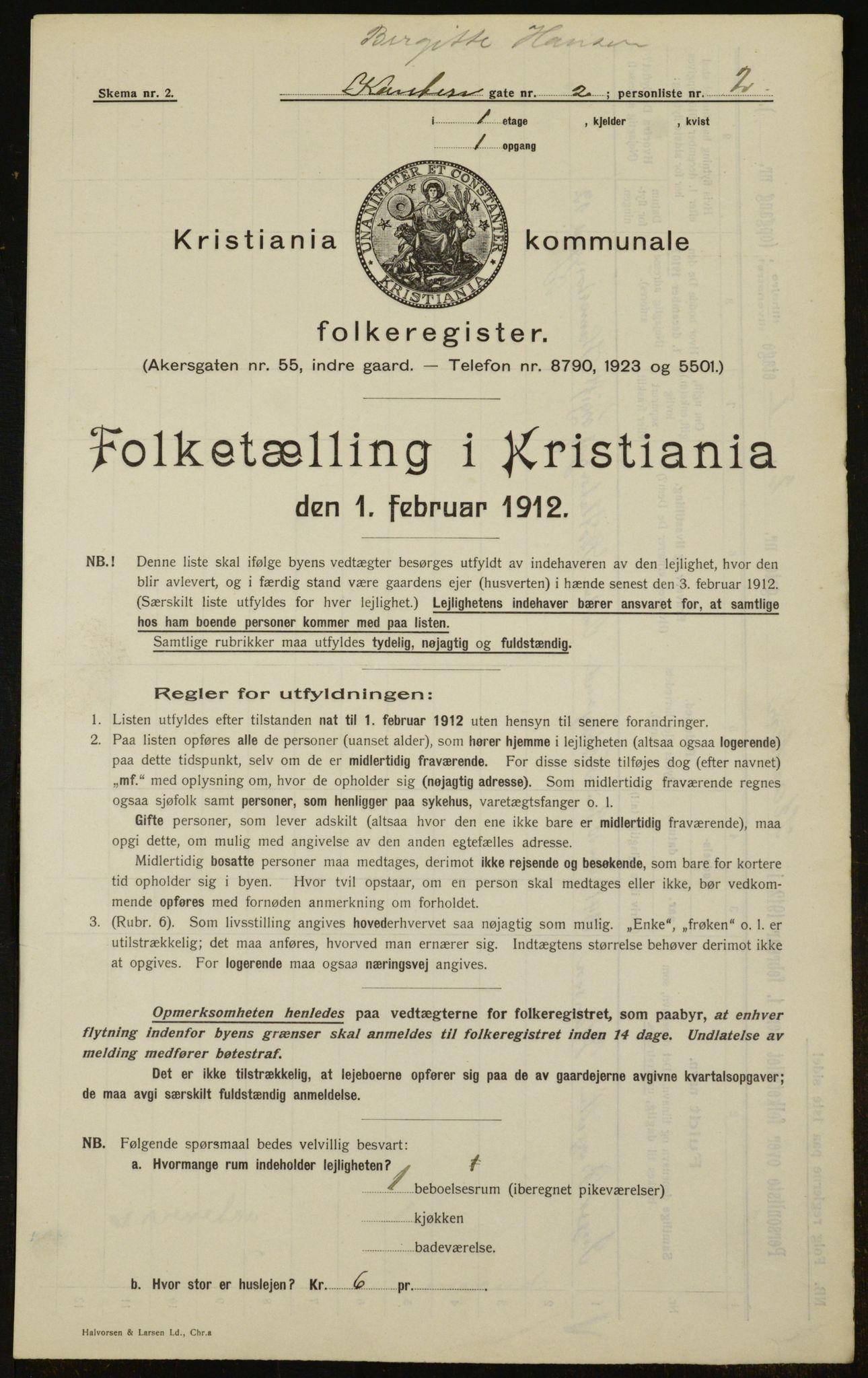 OBA, Kommunal folketelling 1.2.1912 for Kristiania, 1912, s. 48459