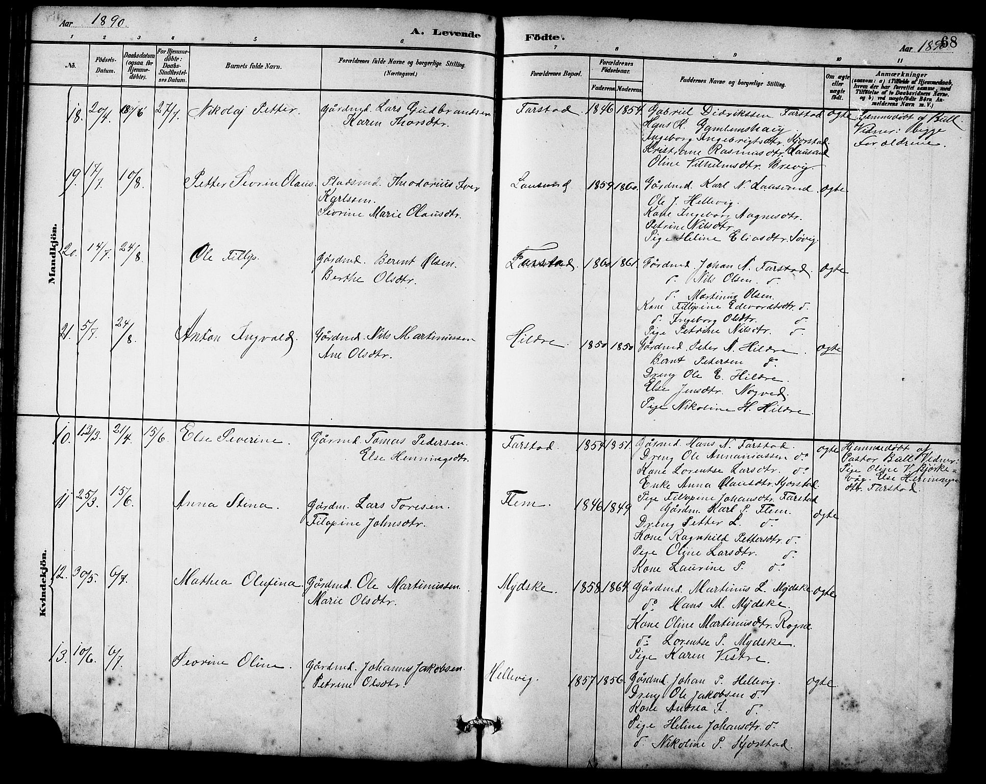 Ministerialprotokoller, klokkerbøker og fødselsregistre - Møre og Romsdal, AV/SAT-A-1454/536/L0510: Klokkerbok nr. 536C05, 1881-1898, s. 68