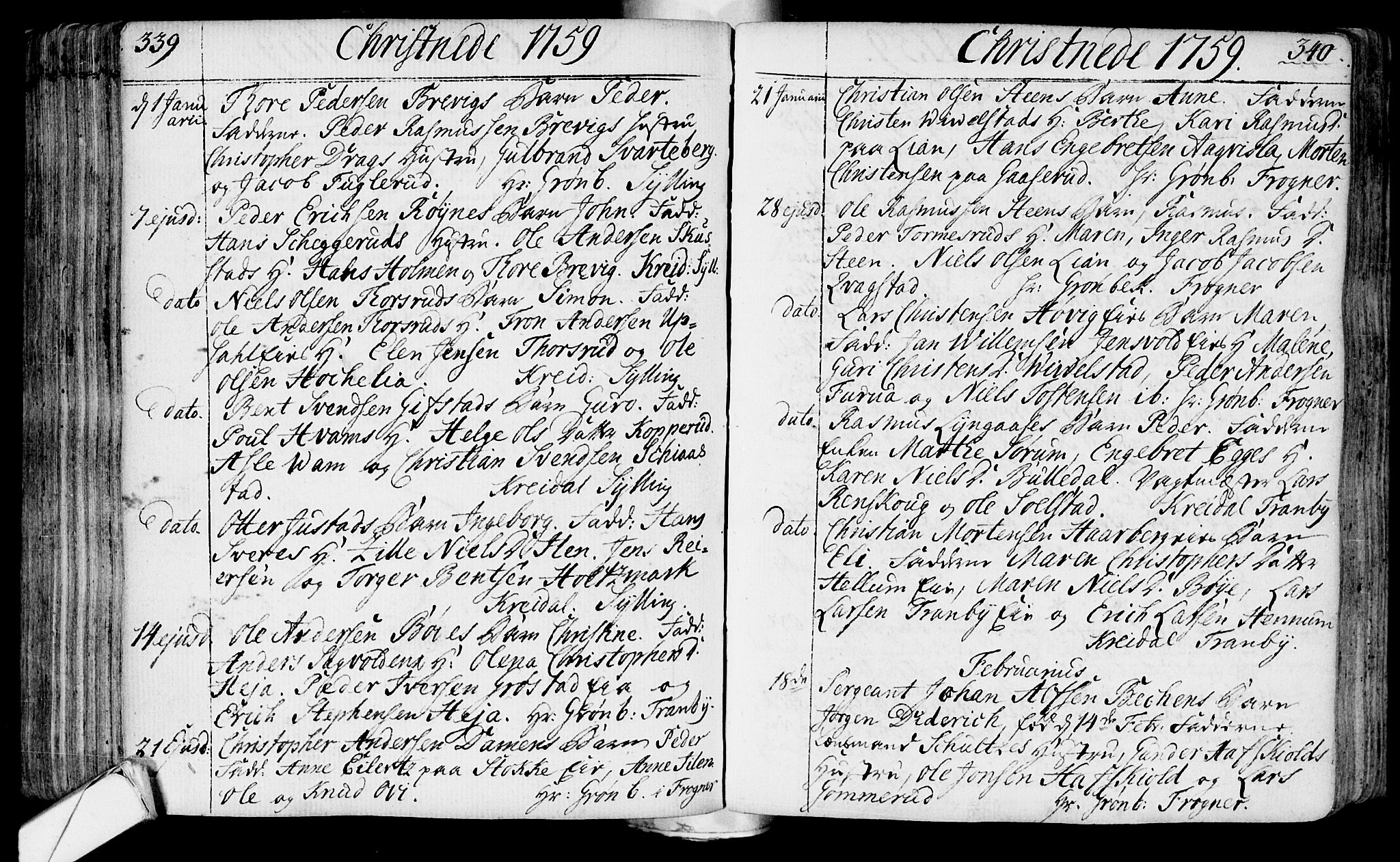 Lier kirkebøker, SAKO/A-230/F/Fa/L0004: Ministerialbok nr. I 4, 1749-1764, s. 339-340