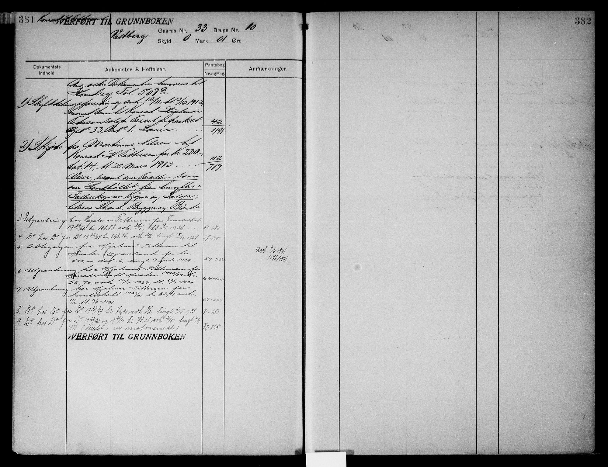 Onsøy sorenskriveri, AV/SAO-A-10474/G/Gb/Gbc/L0002: Panteregister nr. III 2, 1905, s. 381-382
