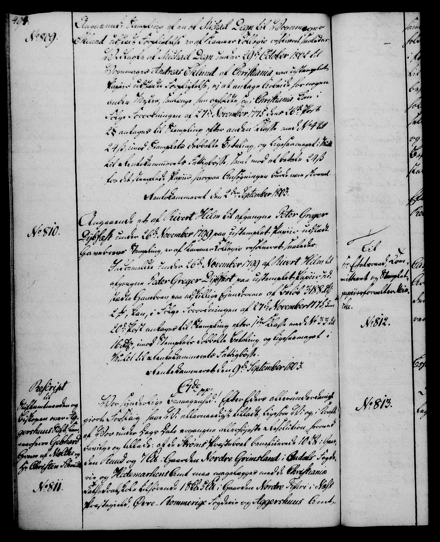 Rentekammeret, Kammerkanselliet, AV/RA-EA-3111/G/Gg/Gga/L0017: Norsk ekspedisjonsprotokoll med register (merket RK 53.17), 1801-1803, s. 494