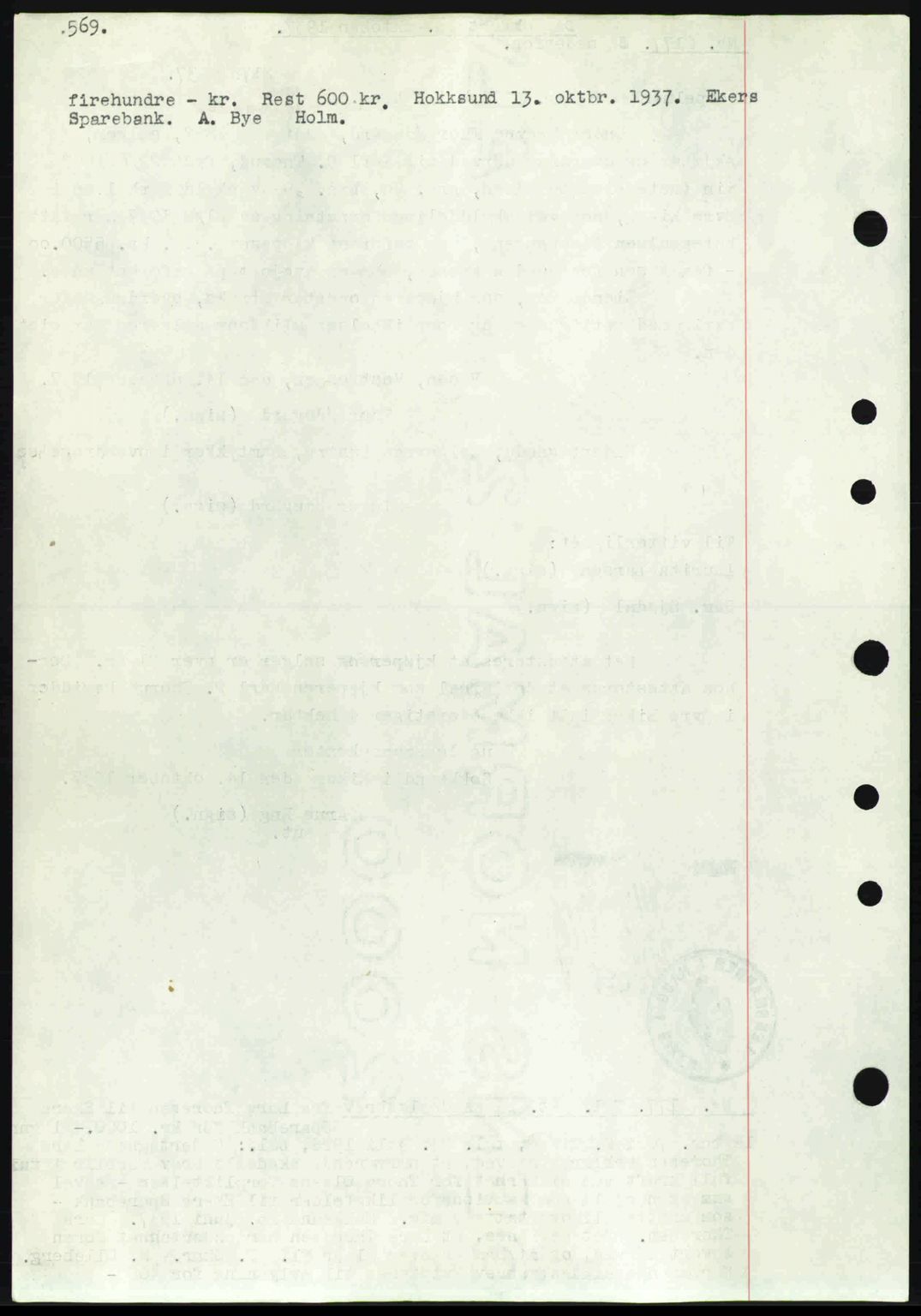 Eiker, Modum og Sigdal sorenskriveri, SAKO/A-123/G/Ga/Gab/L0036: Pantebok nr. A6, 1937-1937, Dagboknr: 2179/1937