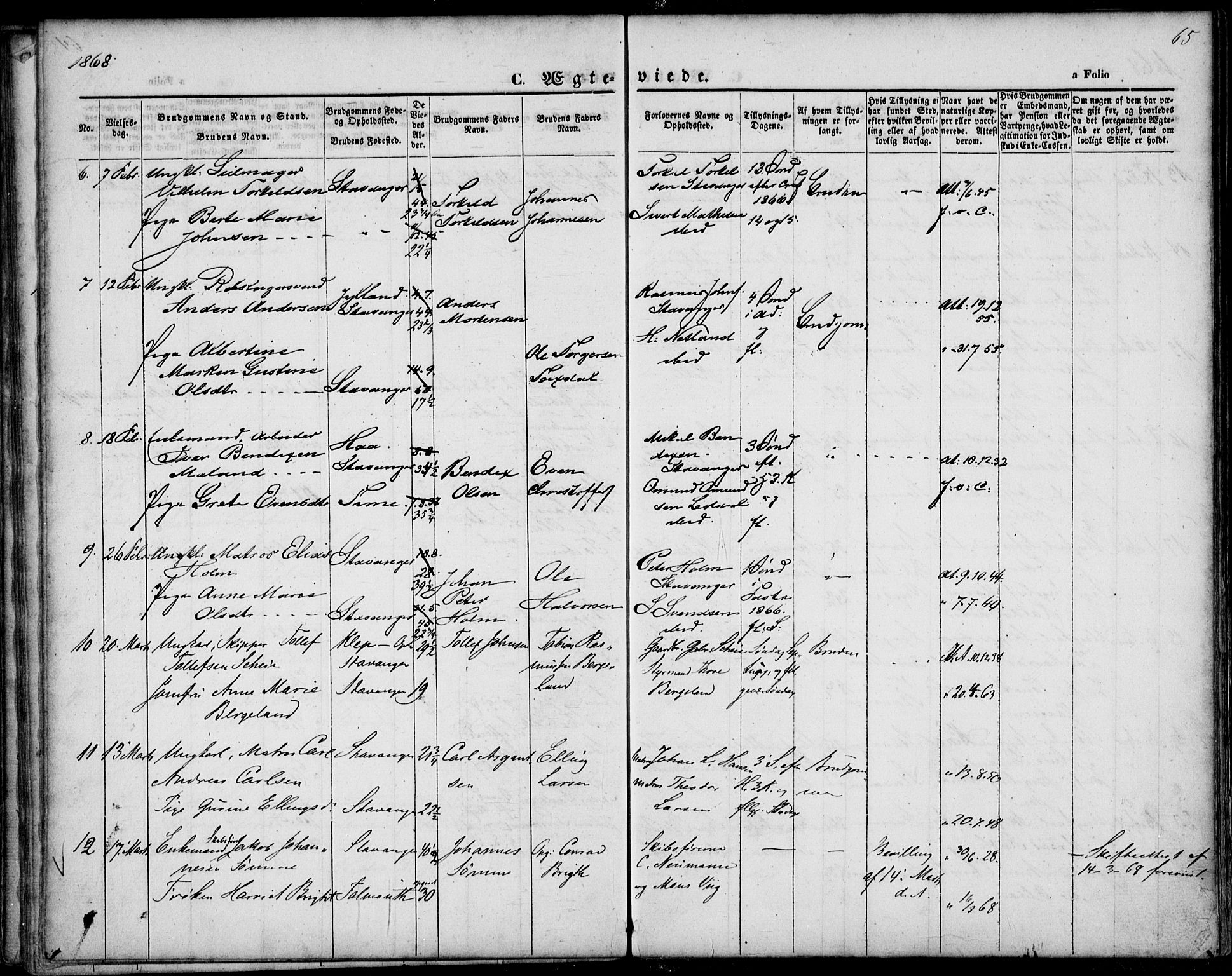 St. Petri sokneprestkontor, AV/SAST-A-101813/001/30/30BA/L0002: Ministerialbok nr. A 2, 1861-1869, s. 65