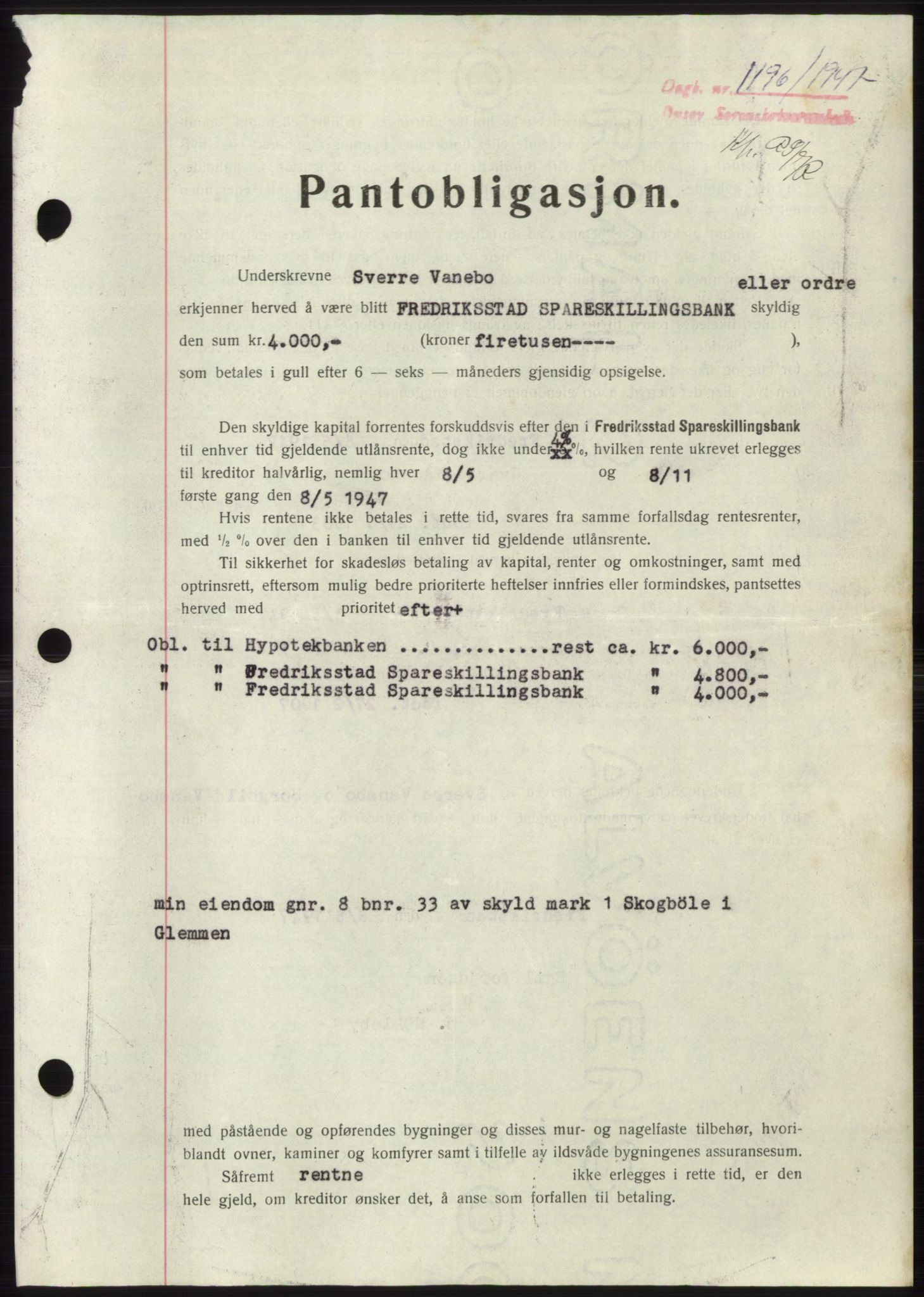 Onsøy sorenskriveri, SAO/A-10474/G/Ga/Gac/L0006: Pantebok nr. B 12-6, 1947-1948, Dagboknr: 1196/1947