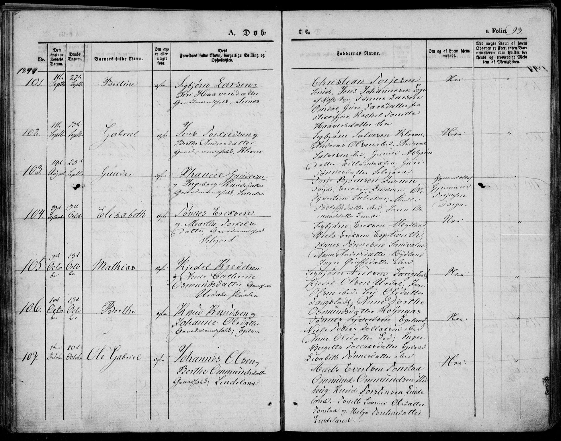 Bakke sokneprestkontor, AV/SAK-1111-0002/F/Fa/Faa/L0004: Ministerialbok nr. A 4, 1834-1846, s. 93
