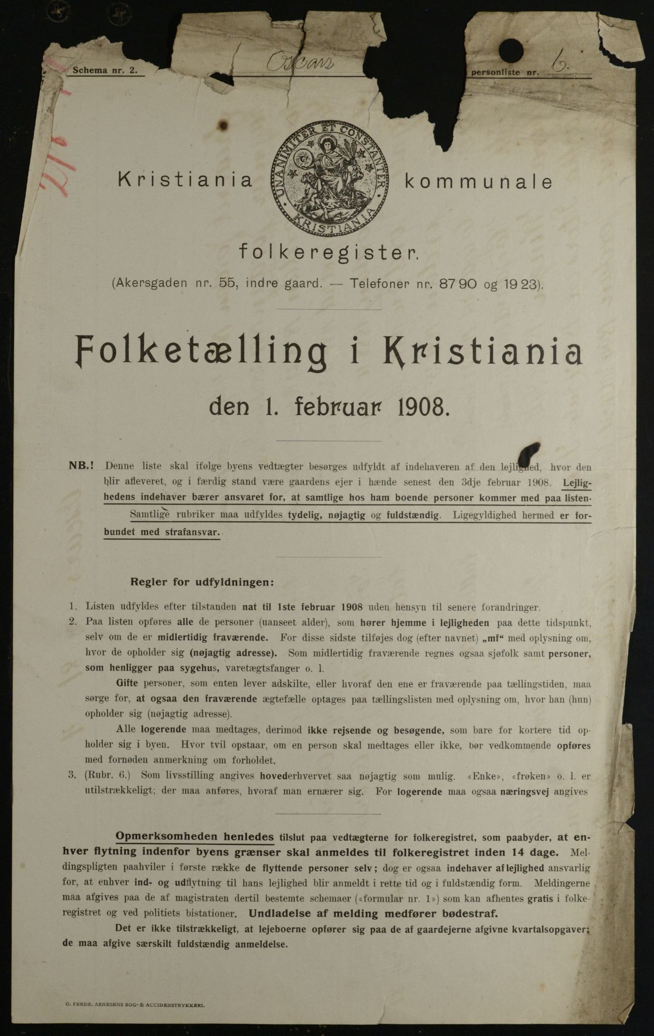 OBA, Kommunal folketelling 1.2.1908 for Kristiania kjøpstad, 1908, s. 68877