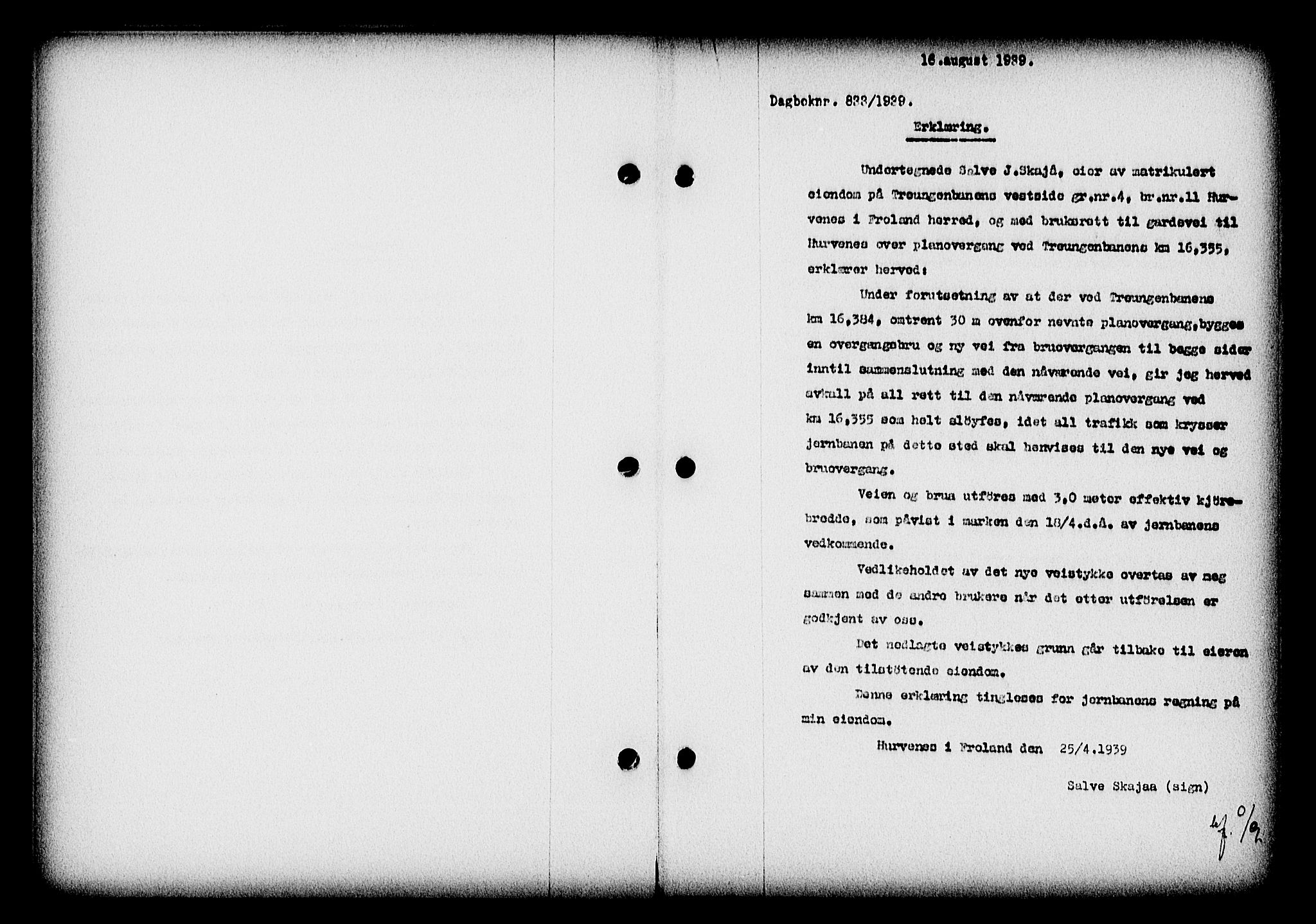 Nedenes sorenskriveri, SAK/1221-0006/G/Gb/Gba/L0047: Pantebok nr. A-I, 1939-1940, Dagboknr: 833/1939