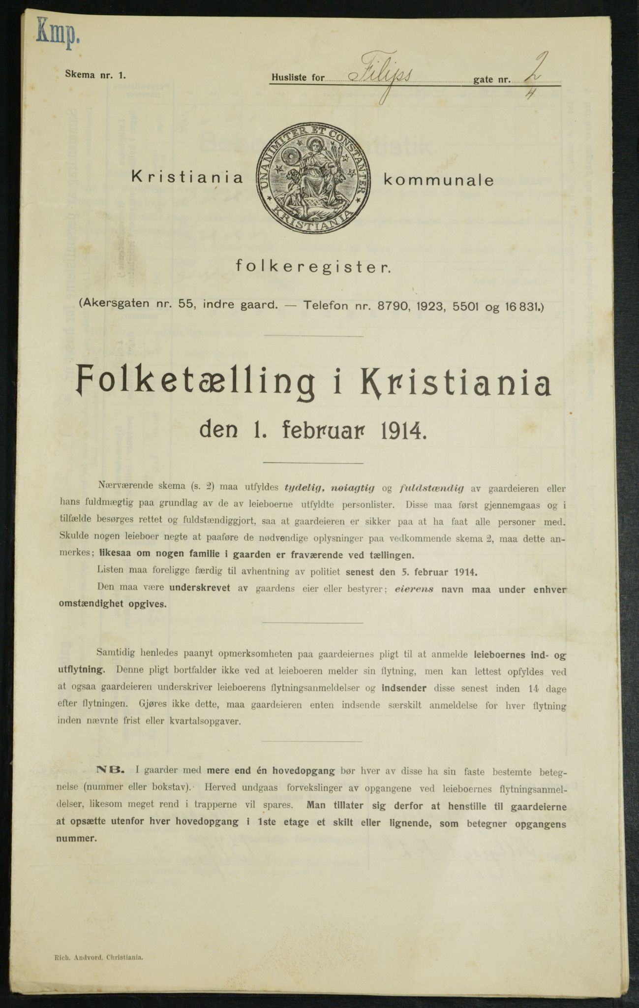 OBA, Kommunal folketelling 1.2.1914 for Kristiania, 1914, s. 24369