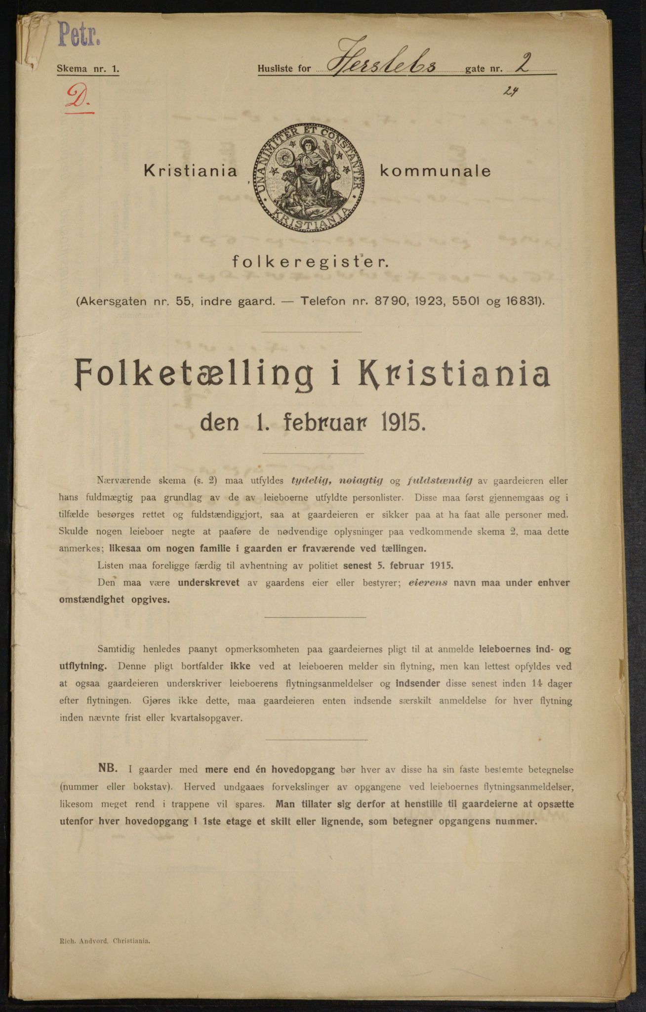 OBA, Kommunal folketelling 1.2.1915 for Kristiania, 1915, s. 38646