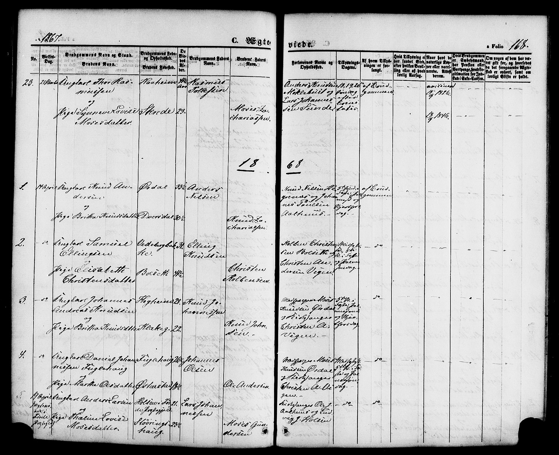 Jølster sokneprestembete, SAB/A-80701/H/Haa/Haaa/L0011: Ministerialbok nr. A 11, 1866-1881, s. 168