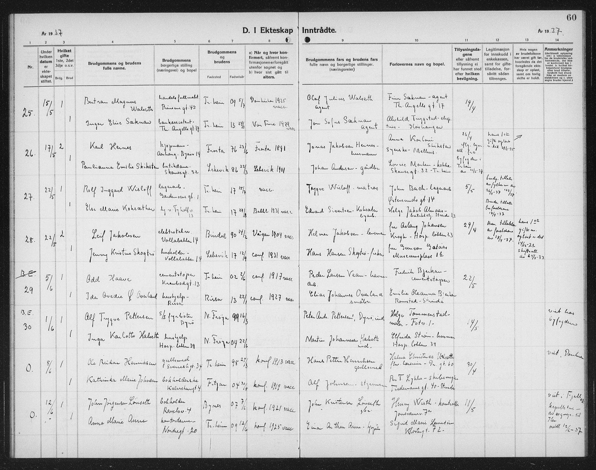 Ministerialprotokoller, klokkerbøker og fødselsregistre - Sør-Trøndelag, AV/SAT-A-1456/602/L0152: Klokkerbok nr. 602C20, 1933-1940, s. 60