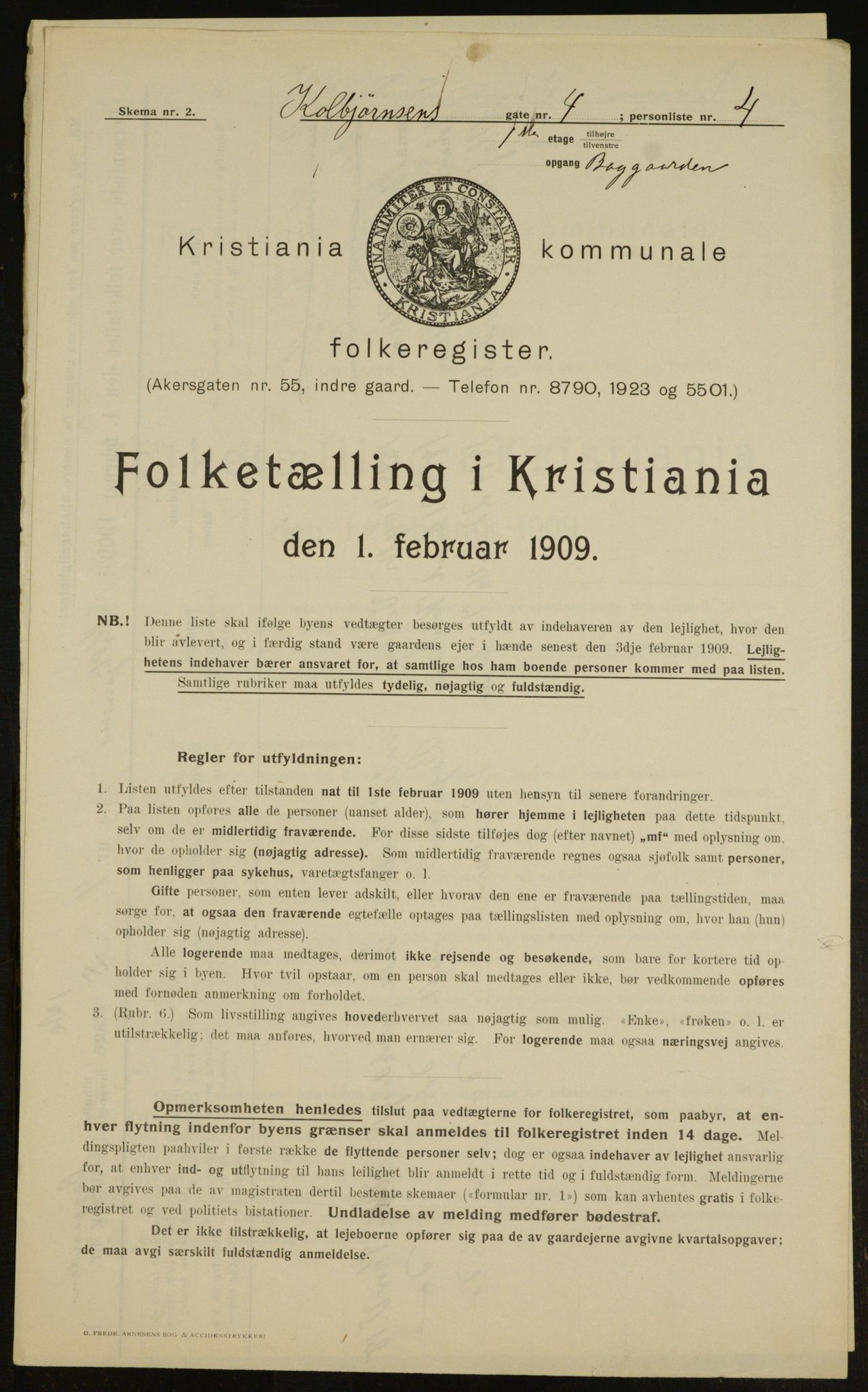 OBA, Kommunal folketelling 1.2.1909 for Kristiania kjøpstad, 1909, s. 11682