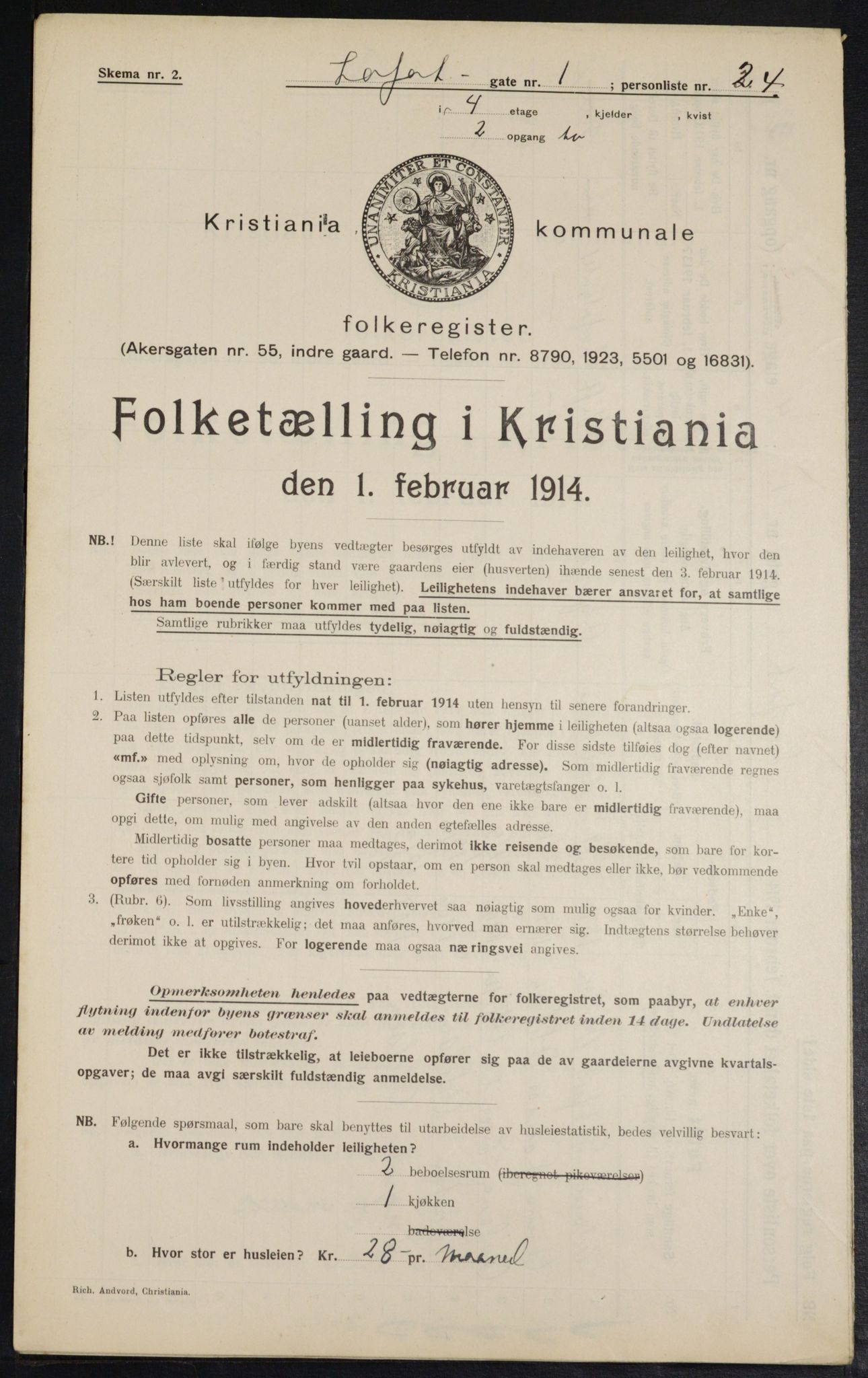 OBA, Kommunal folketelling 1.2.1914 for Kristiania, 1914, s. 58286