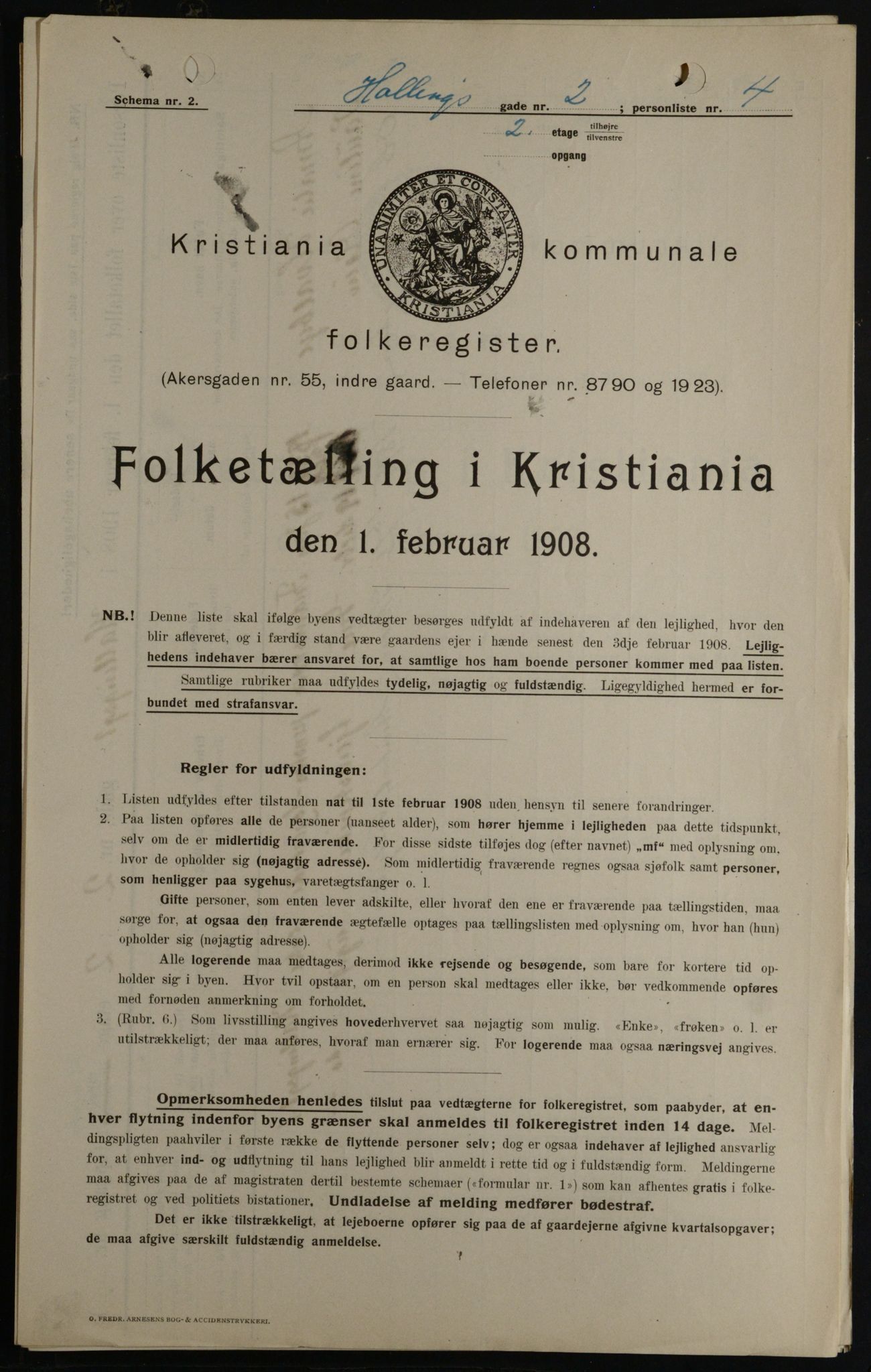 OBA, Kommunal folketelling 1.2.1908 for Kristiania kjøpstad, 1908, s. 30789