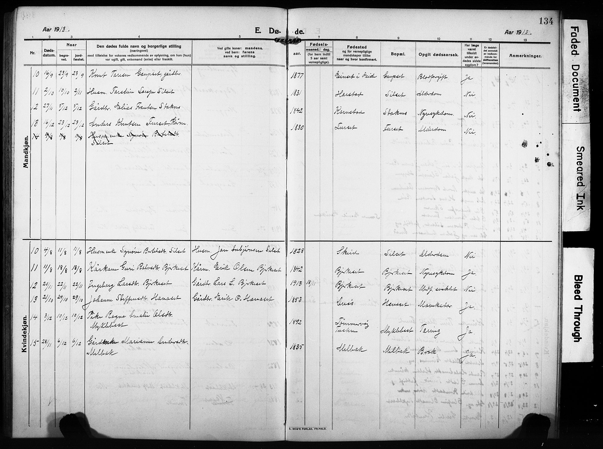 Ministerialprotokoller, klokkerbøker og fødselsregistre - Møre og Romsdal, AV/SAT-A-1454/584/L0970: Klokkerbok nr. 584C03, 1912-1932, s. 134