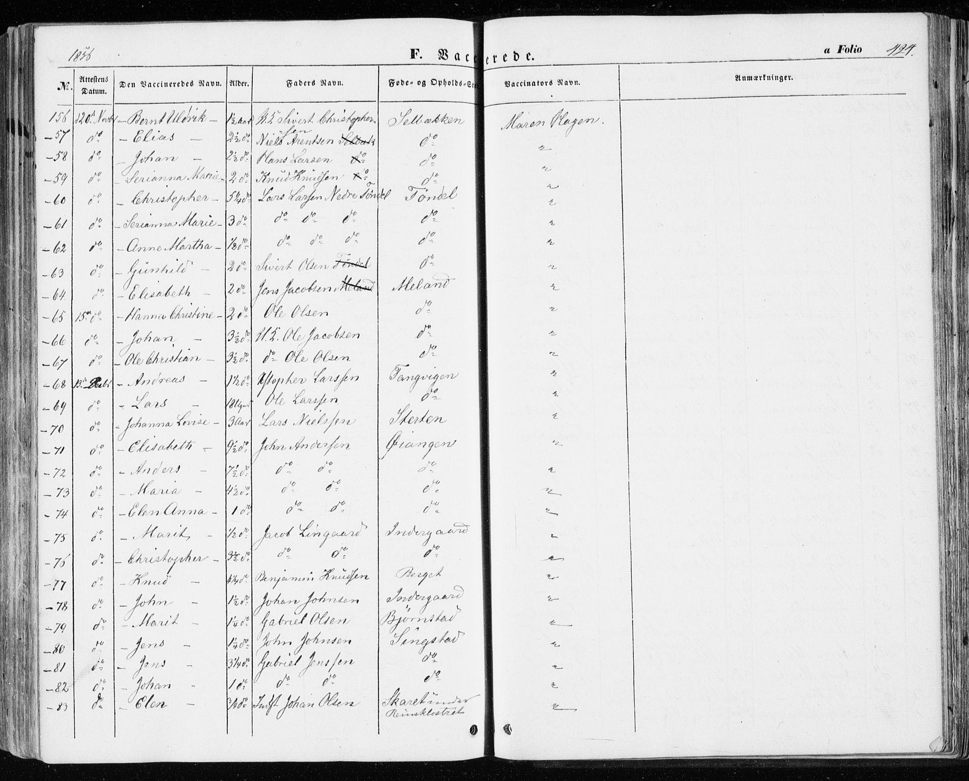 Ministerialprotokoller, klokkerbøker og fødselsregistre - Sør-Trøndelag, AV/SAT-A-1456/646/L0611: Ministerialbok nr. 646A09, 1848-1857, s. 424