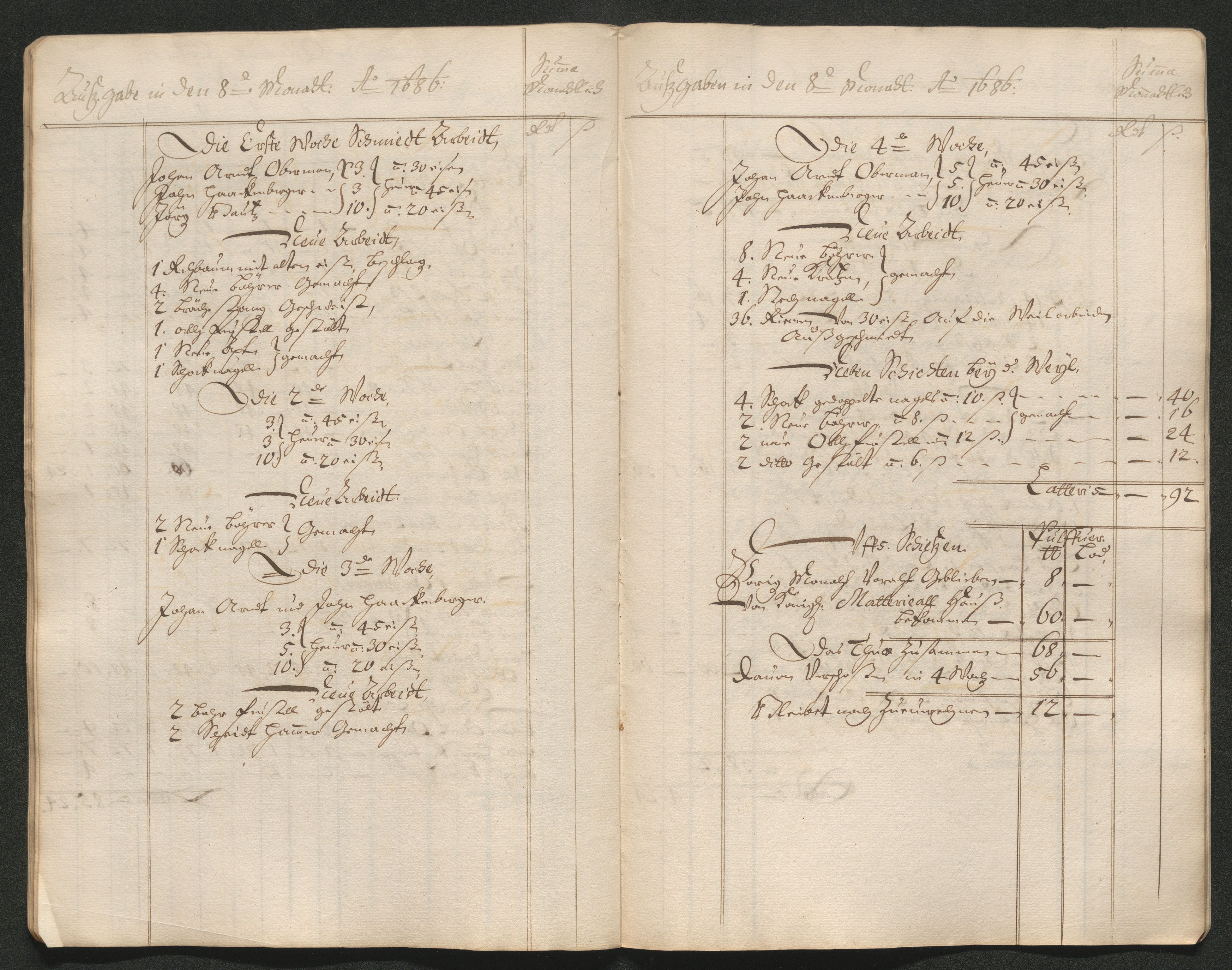Kongsberg Sølvverk 1623-1816, AV/SAKO-EA-3135/001/D/Dc/Dcd/L0065: Utgiftsregnskap for gruver m.m. , 1687, s. 58