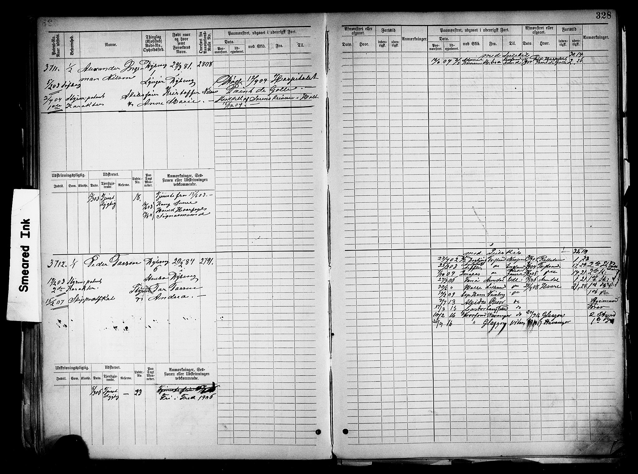 Tvedestrand mønstringskrets, SAK/2031-0011/F/Fb/L0019: Hovedrulle nr 3057-3818, U-35, 1892-1906, s. 338