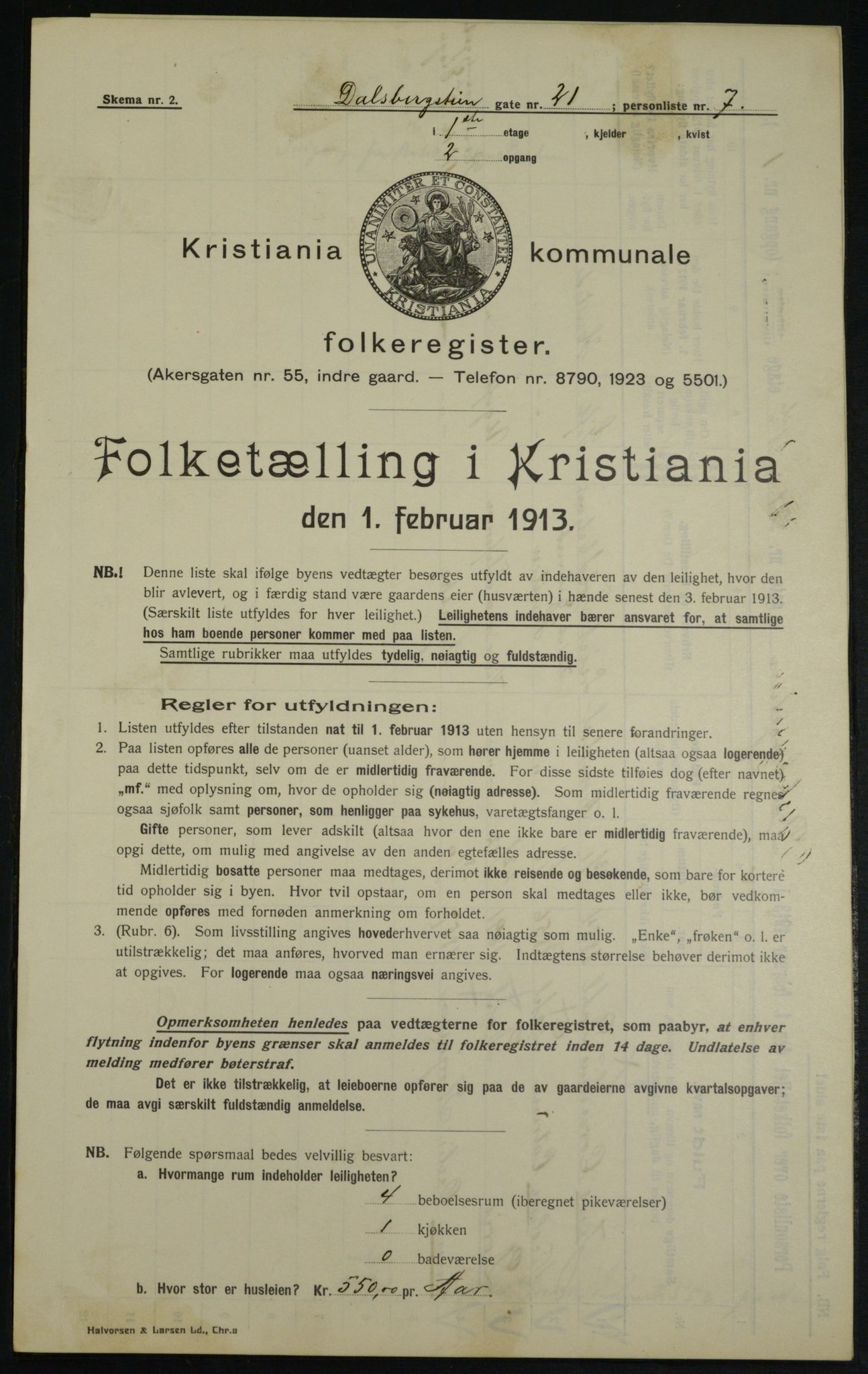 OBA, Kommunal folketelling 1.2.1913 for Kristiania, 1913, s. 14405