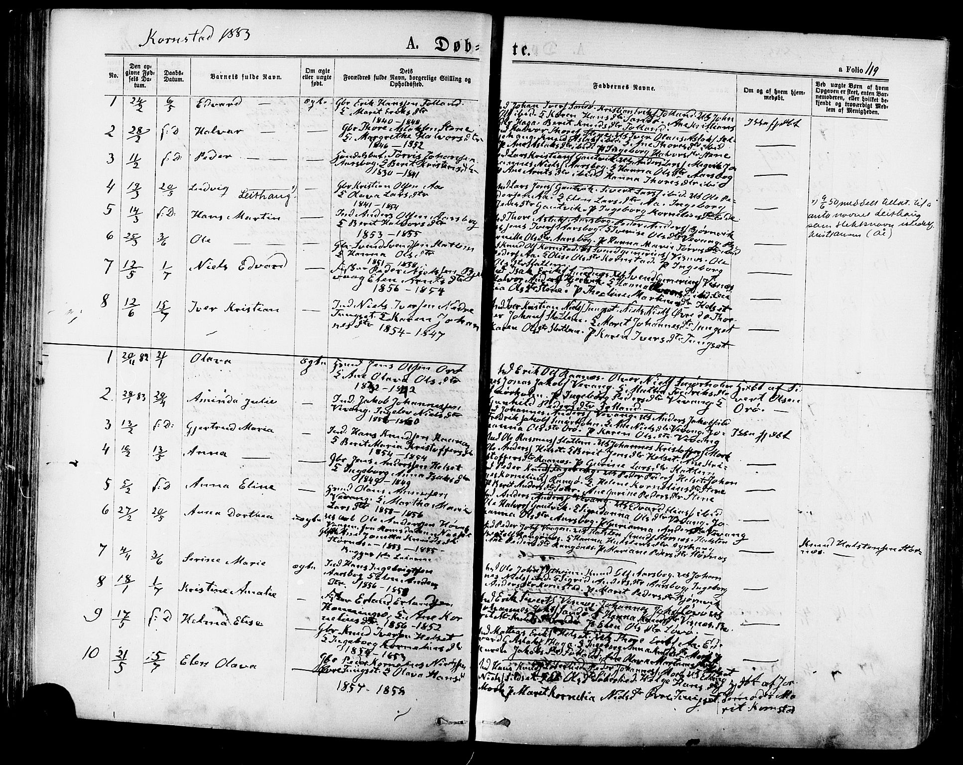 Ministerialprotokoller, klokkerbøker og fødselsregistre - Møre og Romsdal, AV/SAT-A-1454/568/L0806: Ministerialbok nr. 568A12 /2, 1878-1884, s. 119