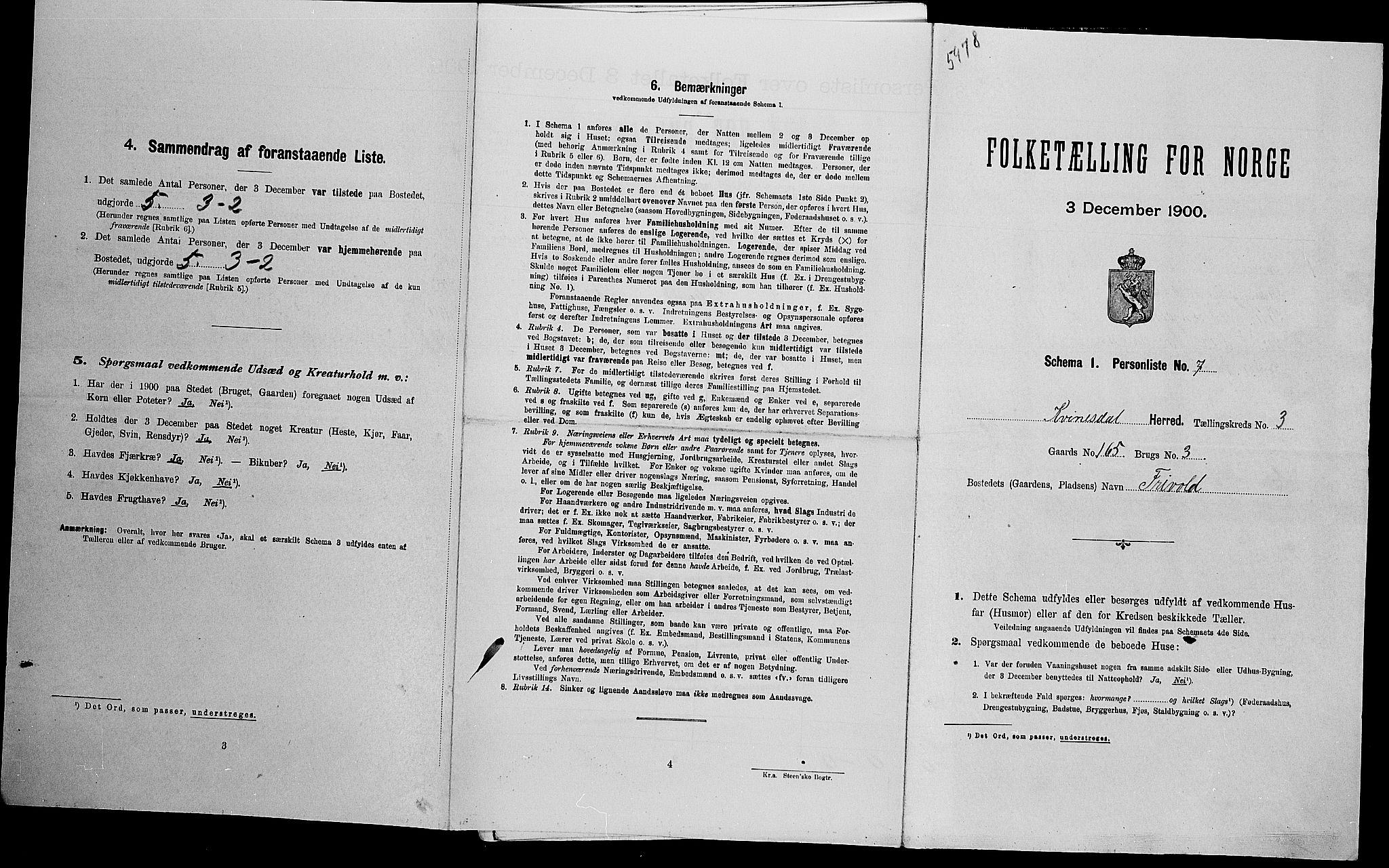 SAK, Folketelling 1900 for 1037 Liknes herred, 1900, s. 453