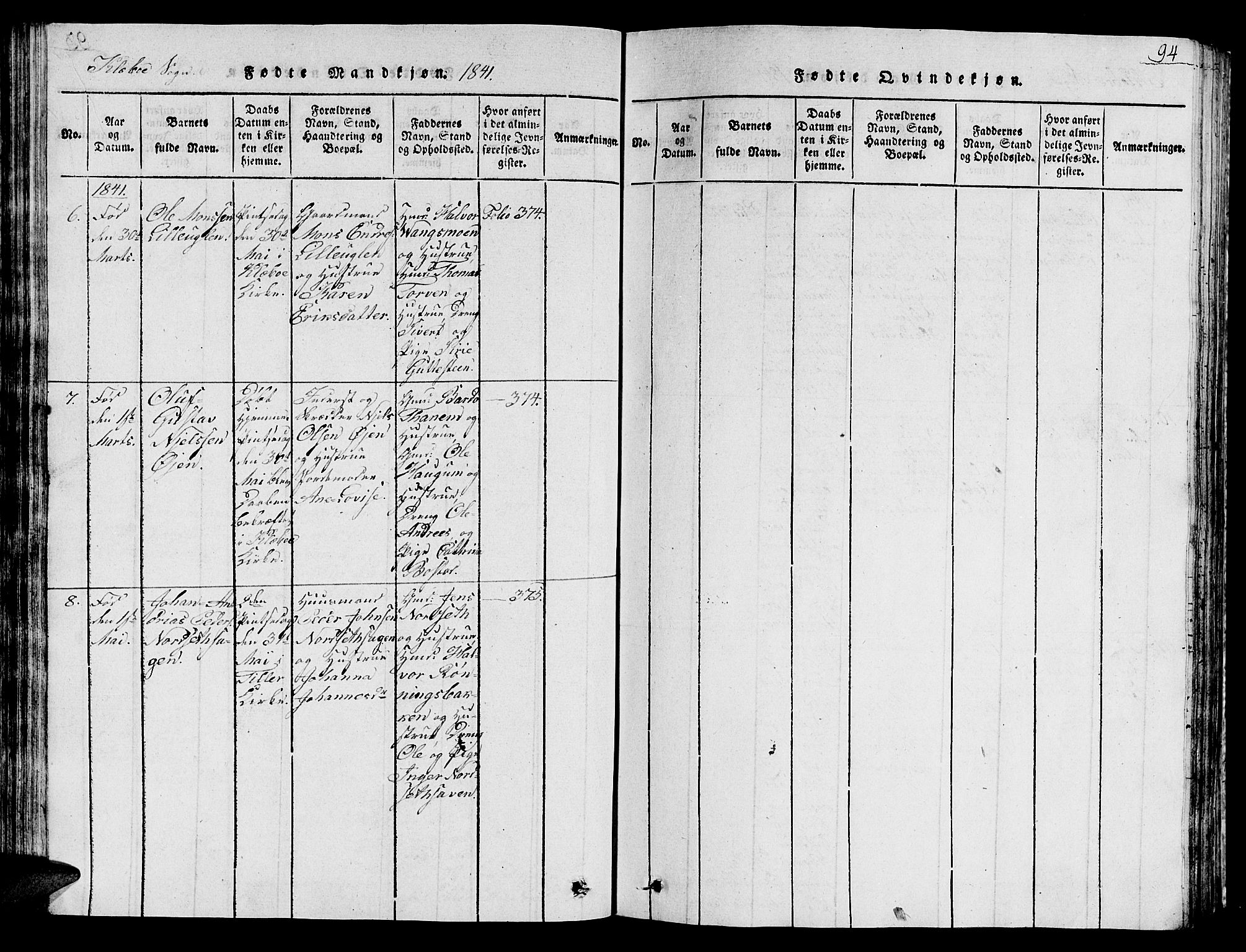 Ministerialprotokoller, klokkerbøker og fødselsregistre - Sør-Trøndelag, SAT/A-1456/618/L0450: Klokkerbok nr. 618C01, 1816-1865, s. 94