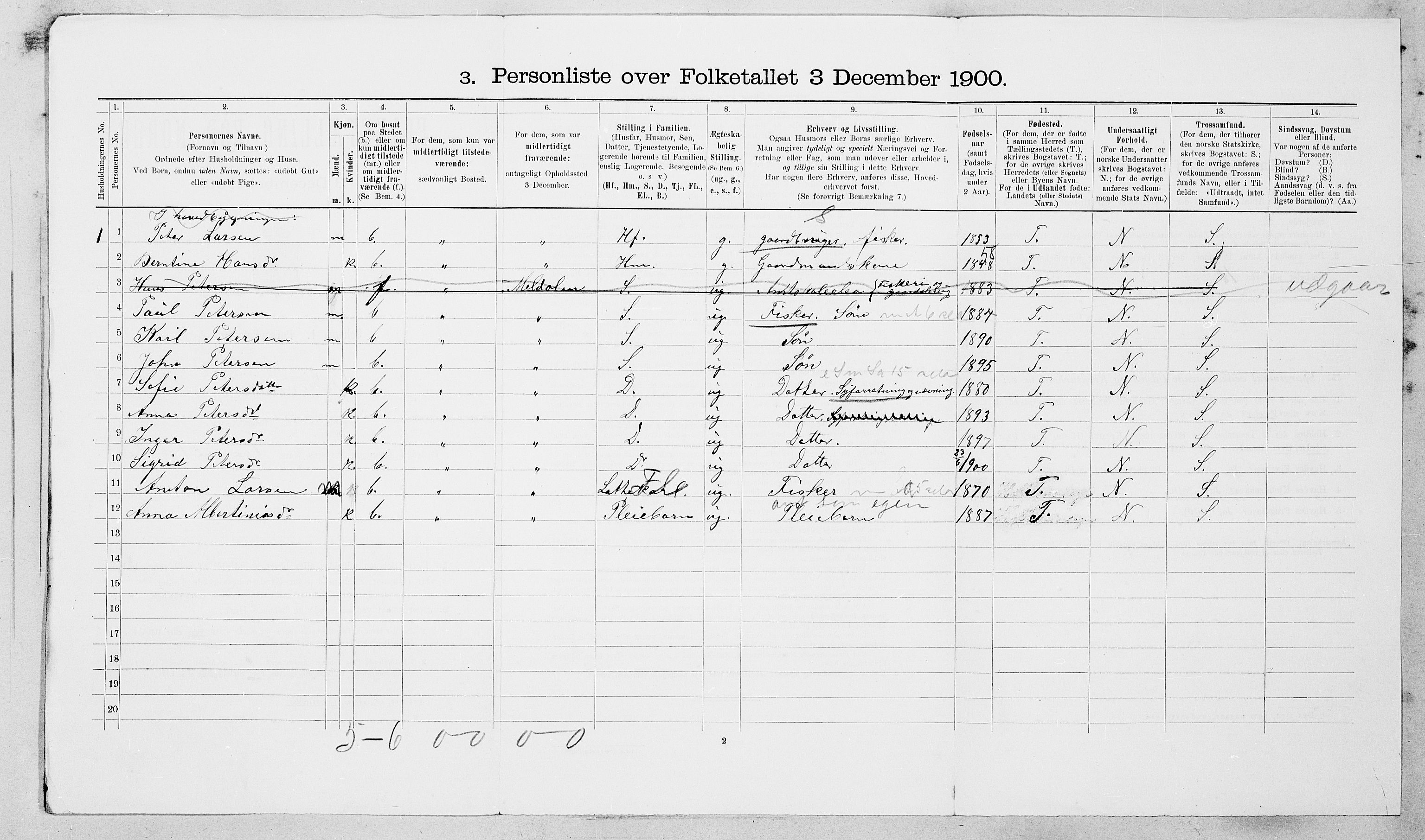 SAT, Folketelling 1900 for 1619 Frøya herred, 1900, s. 1238