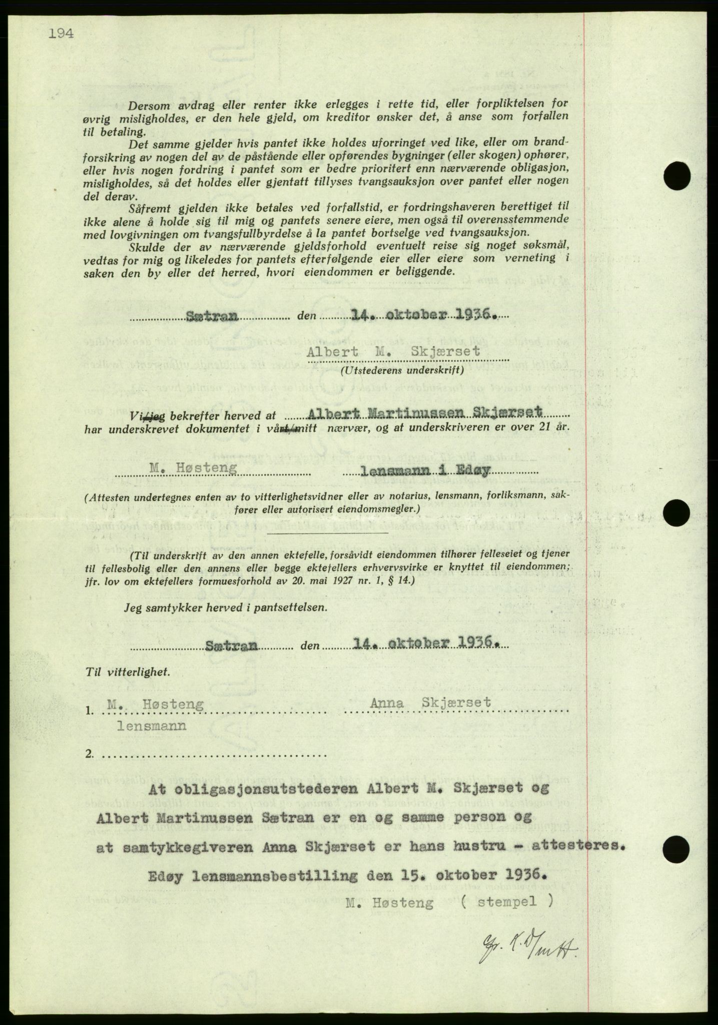 Nordmøre sorenskriveri, AV/SAT-A-4132/1/2/2Ca/L0090: Pantebok nr. B80, 1936-1937, Dagboknr: 2295/1936