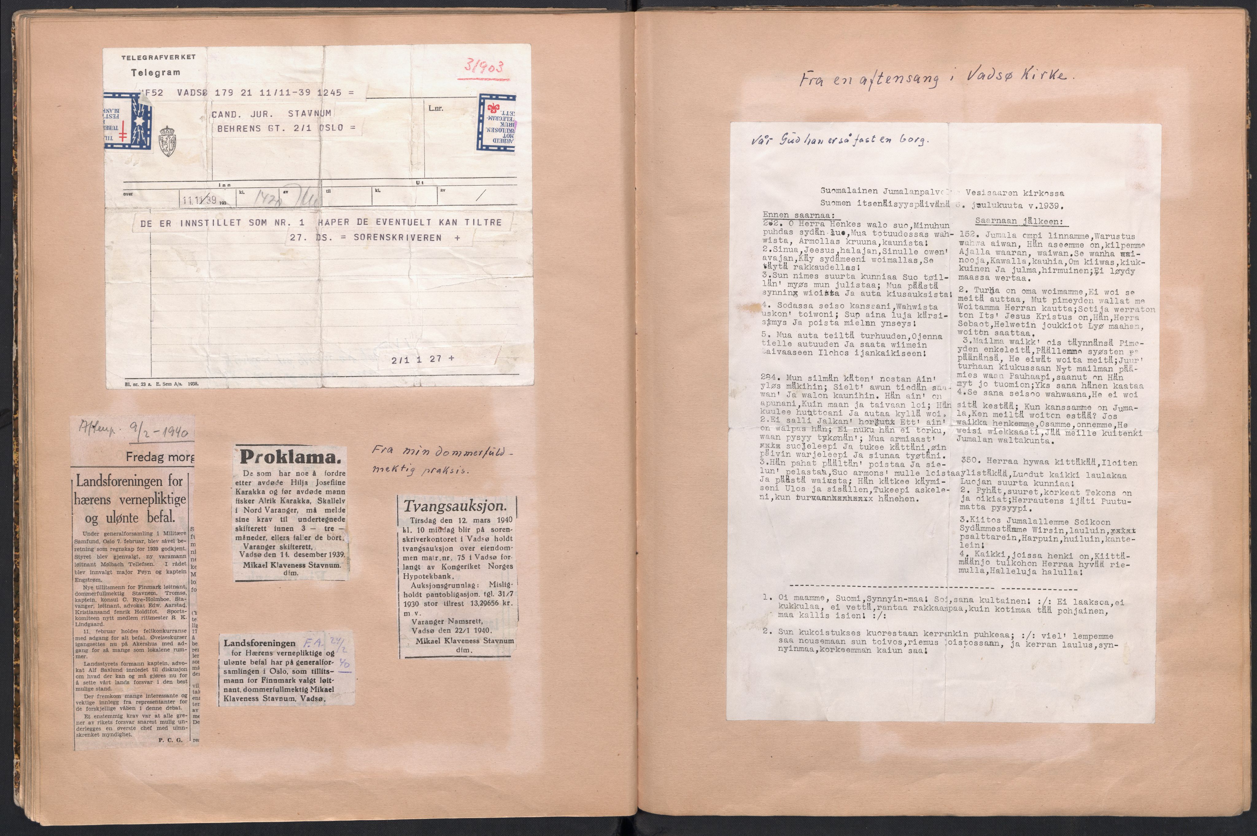 Forsvaret, Forsvarets krigshistoriske avdeling, AV/RA-RAFA-2017/Y/Yh/L0230: Løytnant Stavnum: Scrapbook fra 9. batteris deltakelse i Felttoget i Nord-Norge 1940, 1939-1960, s. 35