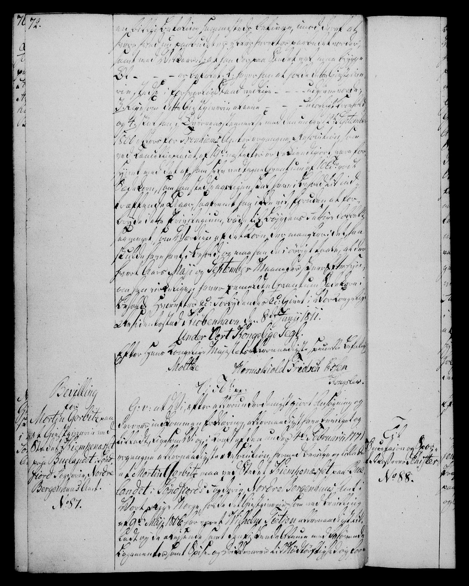 Rentekammeret, Kammerkanselliet, AV/RA-EA-3111/G/Gg/Gga/L0020: Norsk ekspedisjonsprotokoll med register (merket RK 53.20), 1811-1814, s. 72