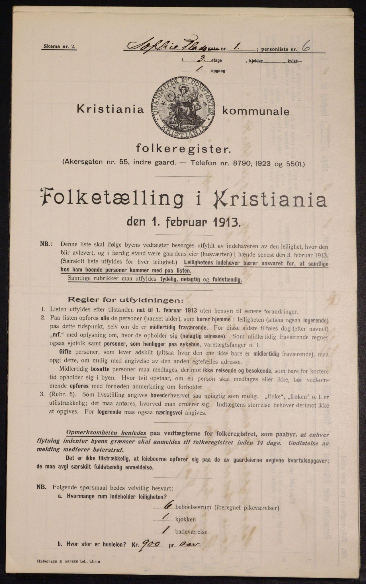 OBA, Kommunal folketelling 1.2.1913 for Kristiania, 1913, s. 99368