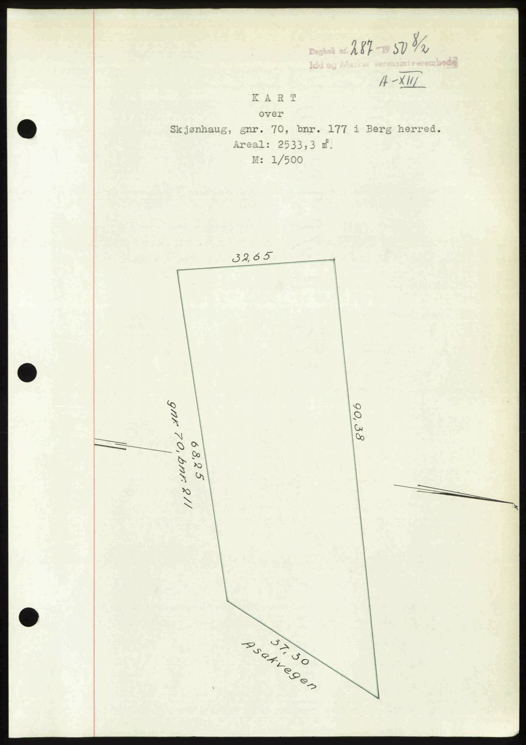 Idd og Marker sorenskriveri, AV/SAO-A-10283/G/Gb/Gbb/L0013: Pantebok nr. A13, 1949-1950, Dagboknr: 287/1950