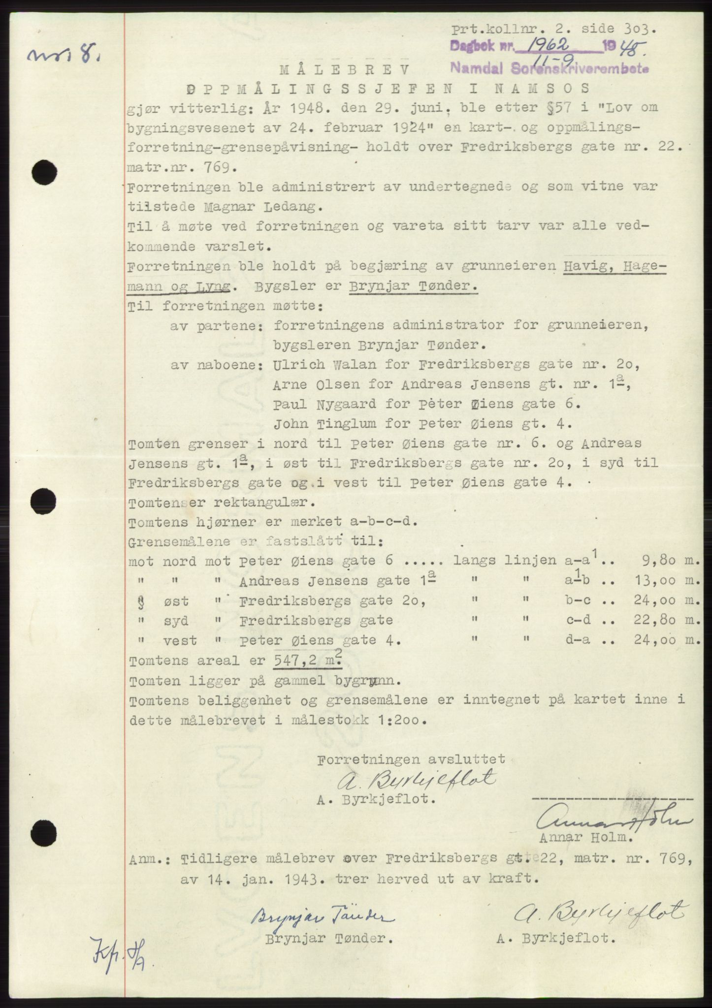 Namdal sorenskriveri, SAT/A-4133/1/2/2C: Pantebok nr. -, 1948-1948, Dagboknr: 1962/1948