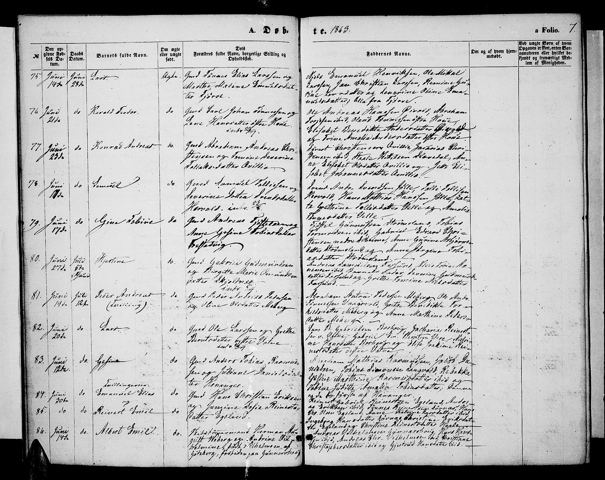 Lista sokneprestkontor, AV/SAK-1111-0027/F/Fb/L0003: Klokkerbok nr. B 3, 1862-1877, s. 7