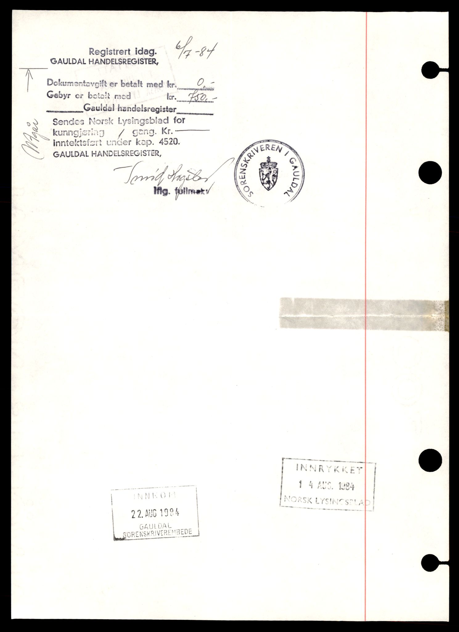 Gauldal sorenskriveri, AV/SAT-A-0014/2/J/Jd/Jde/L0008: Bilag, 1984, s. 4