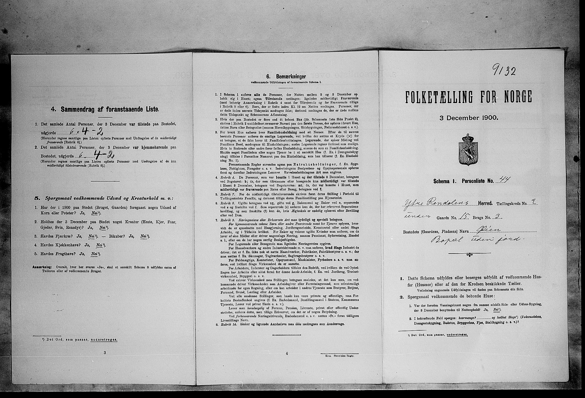 SAH, Folketelling 1900 for 0432 Ytre Rendal herred, 1900, s. 219