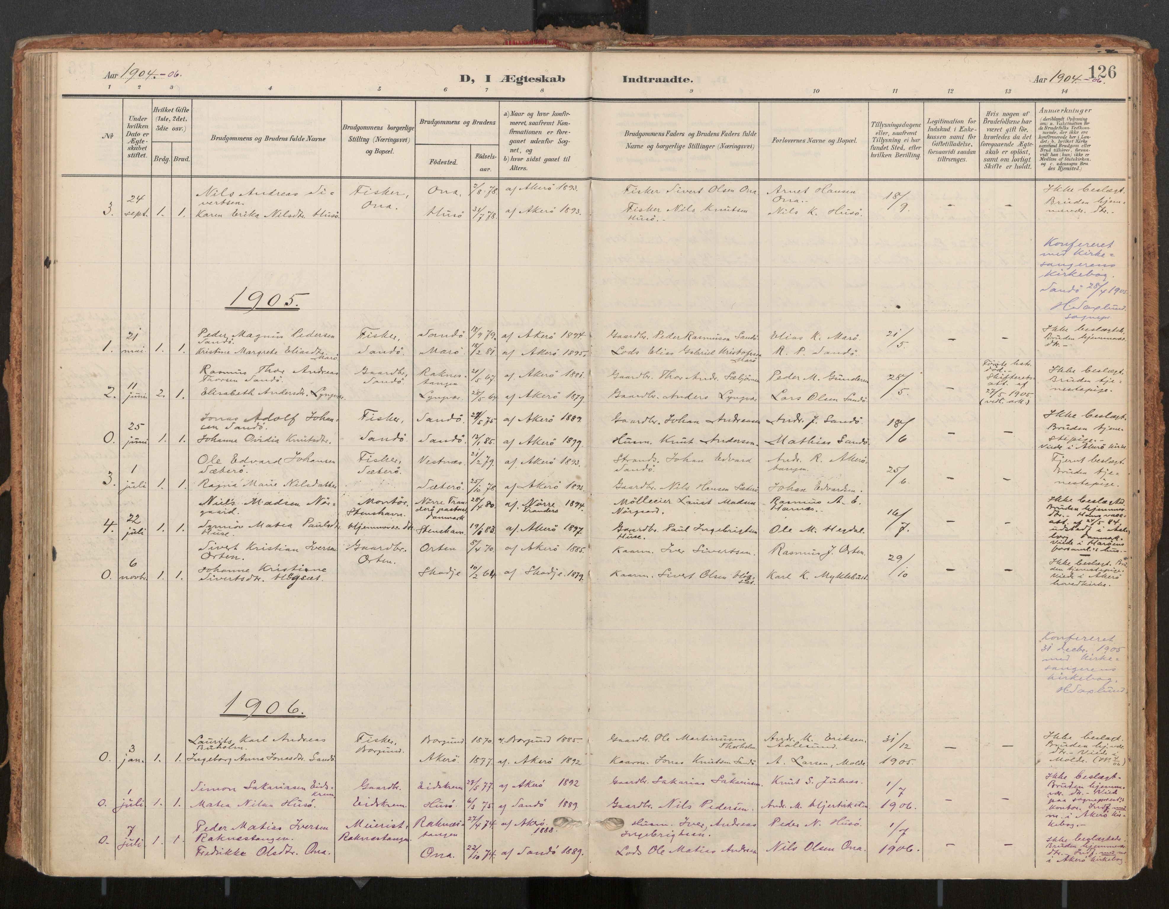Ministerialprotokoller, klokkerbøker og fødselsregistre - Møre og Romsdal, AV/SAT-A-1454/561/L0730: Ministerialbok nr. 561A04, 1901-1929, s. 126