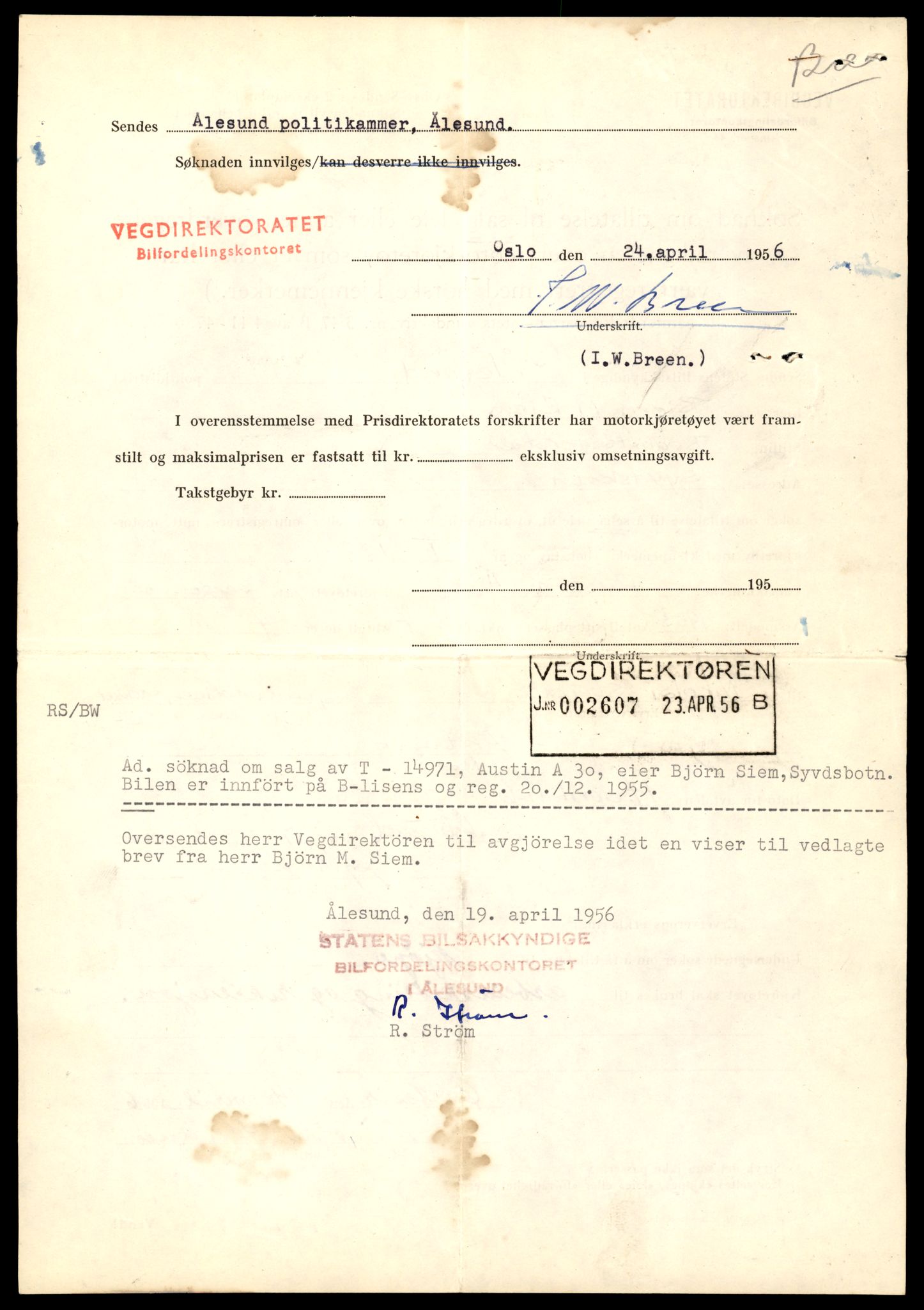 Møre og Romsdal vegkontor - Ålesund trafikkstasjon, AV/SAT-A-4099/F/Fe/L0049: Registreringskort for kjøretøy T 14864 - T 18613, 1927-1998, s. 2536