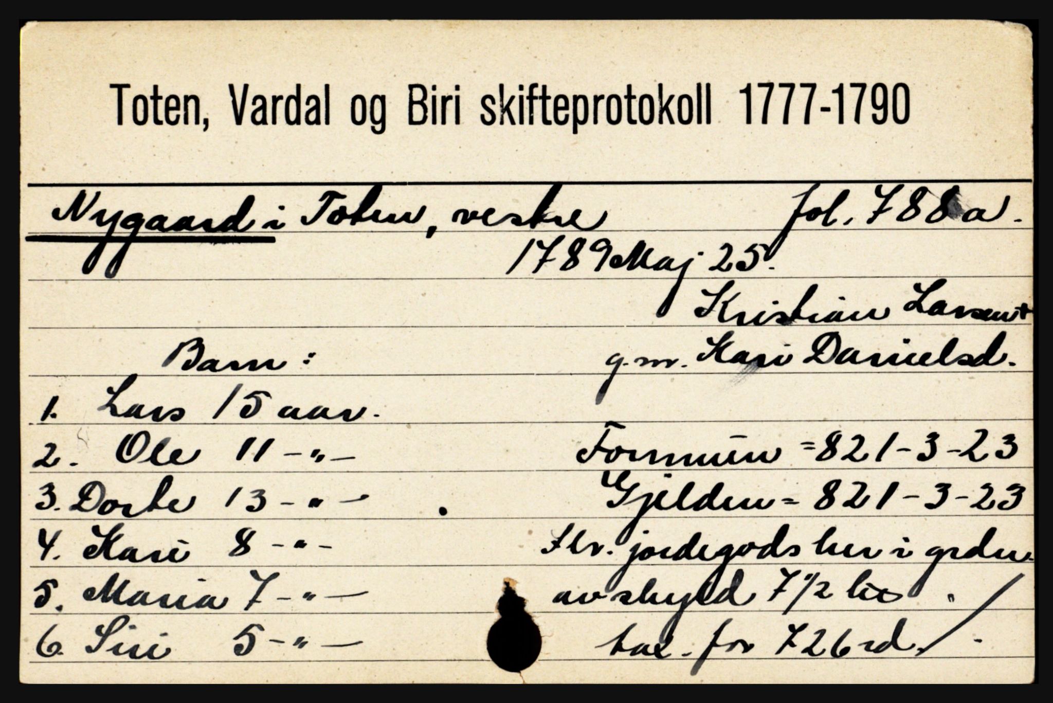 Toten tingrett, SAH/TING-006/J, 1657-1903, s. 14587