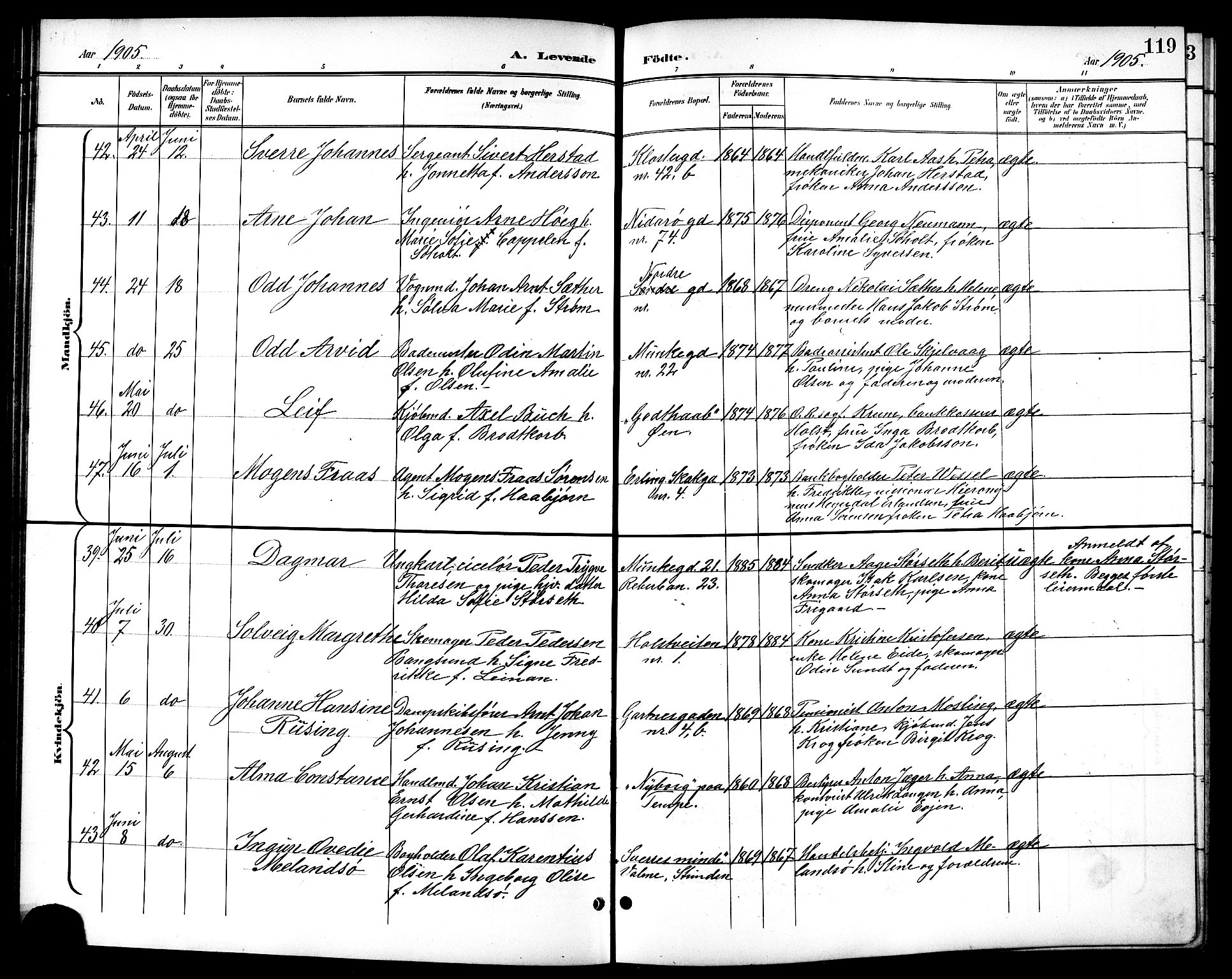 Ministerialprotokoller, klokkerbøker og fødselsregistre - Sør-Trøndelag, AV/SAT-A-1456/601/L0094: Klokkerbok nr. 601C12, 1898-1911, s. 119