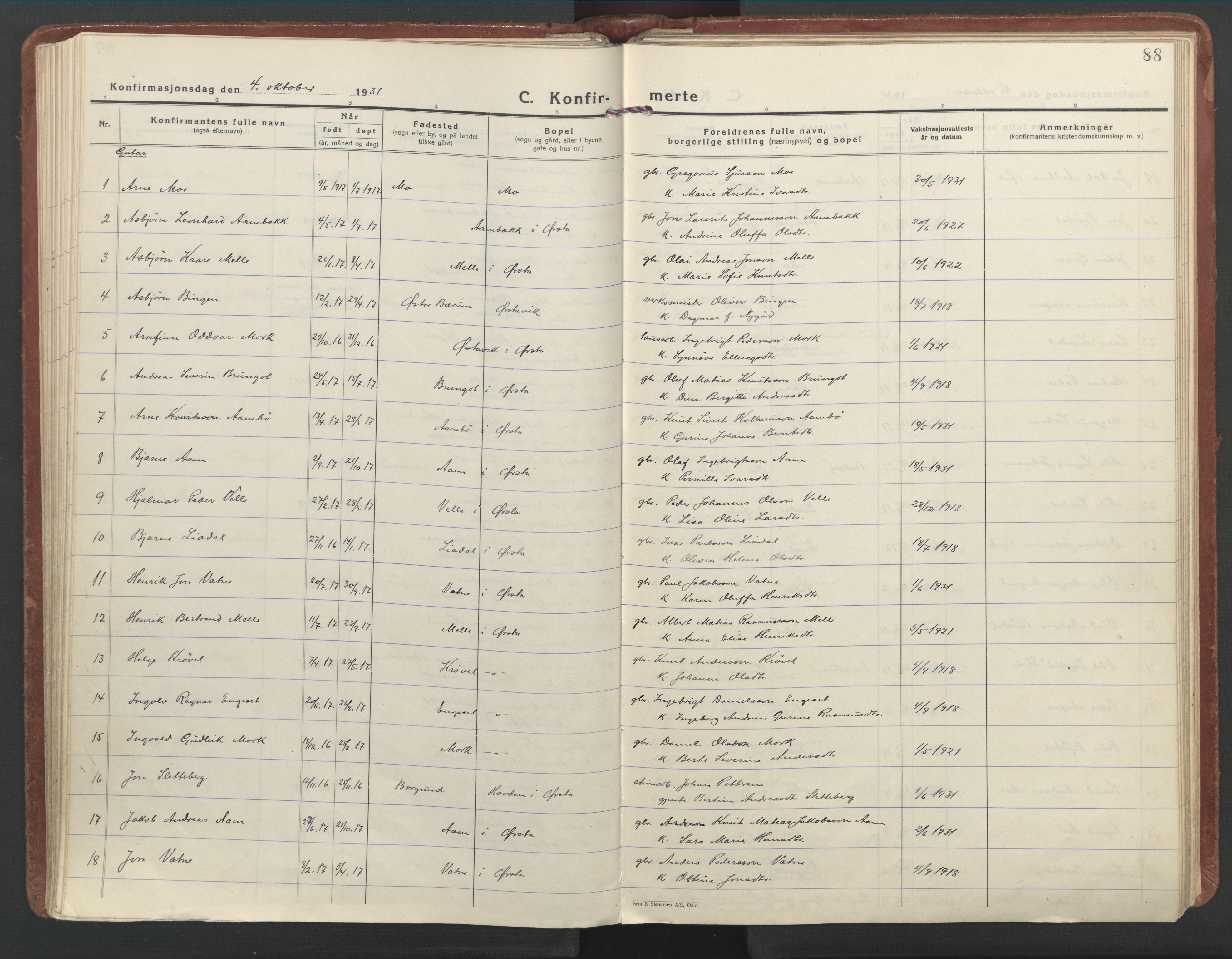Ministerialprotokoller, klokkerbøker og fødselsregistre - Møre og Romsdal, AV/SAT-A-1454/513/L0181: Ministerialbok nr. 513A08, 1930-1943, s. 88