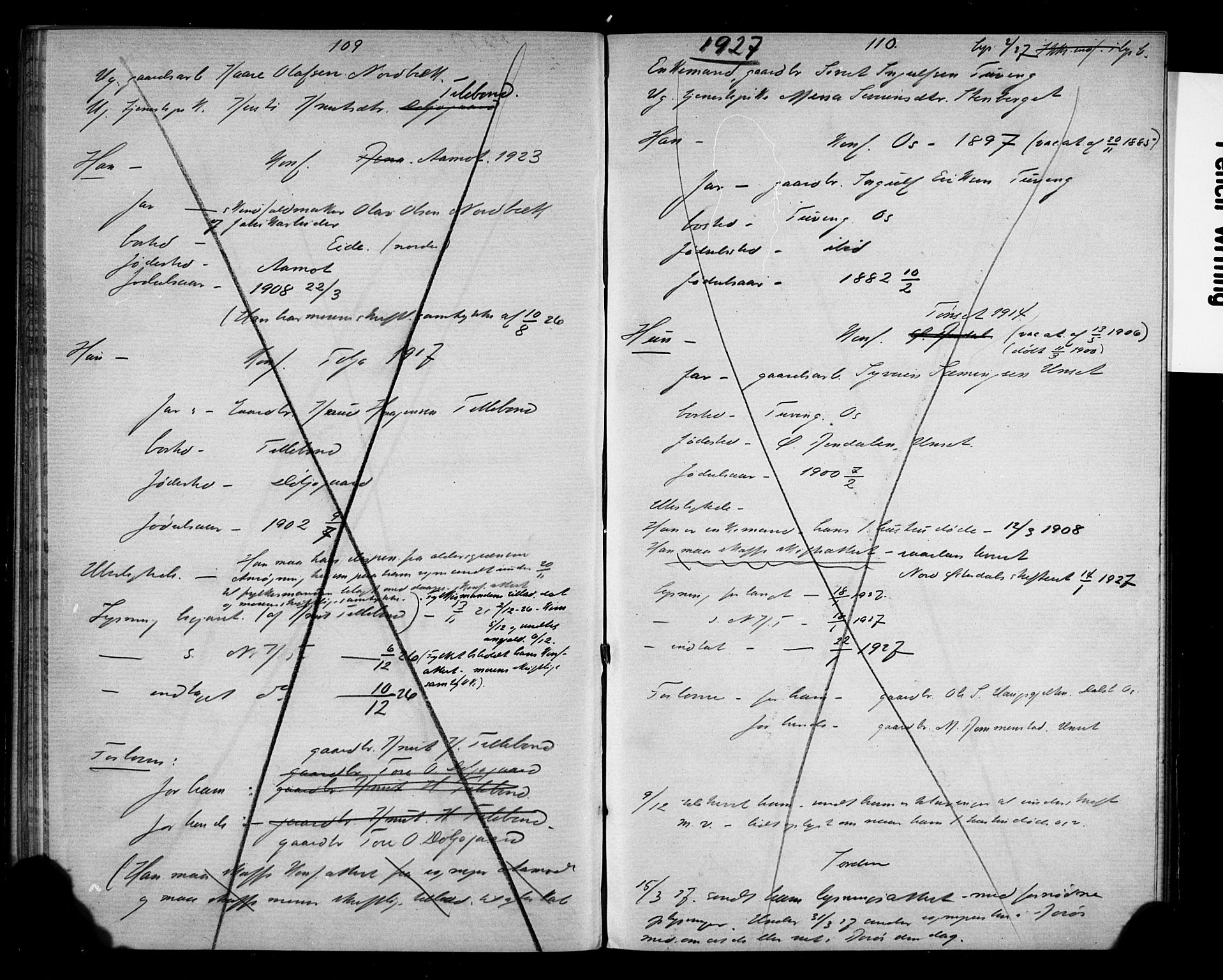 Tolga prestekontor, AV/SAH-PREST-062/N/L0005: Lysningsprotokoll nr. 32, 1920-1929, s. 109-110