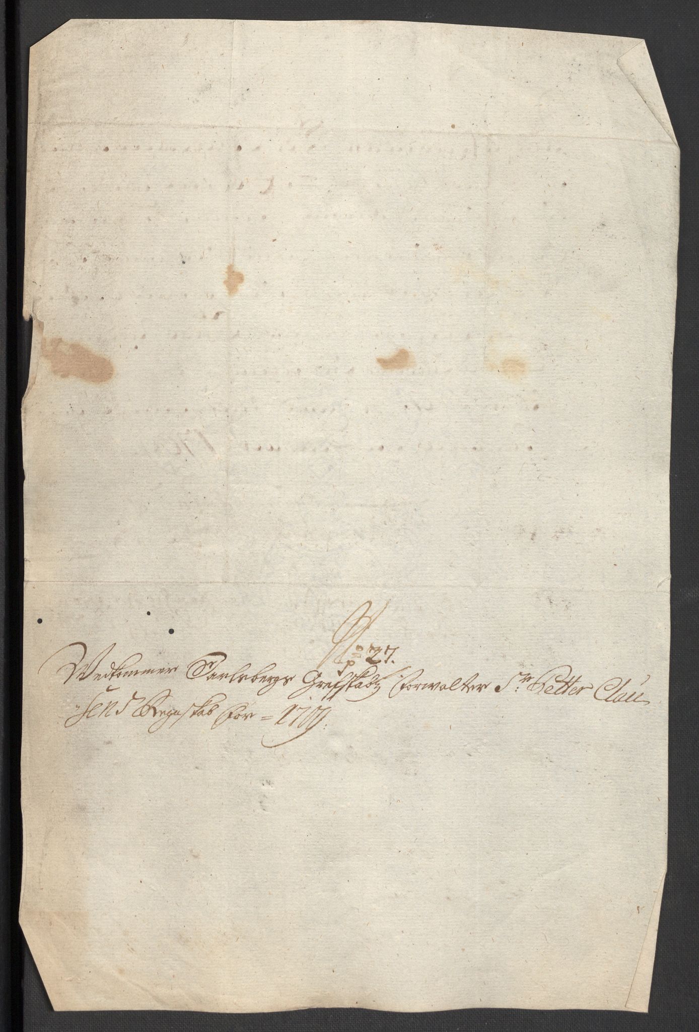 Rentekammeret inntil 1814, Reviderte regnskaper, Fogderegnskap, RA/EA-4092/R32/L1874: Fogderegnskap Jarlsberg grevskap, 1709, s. 253